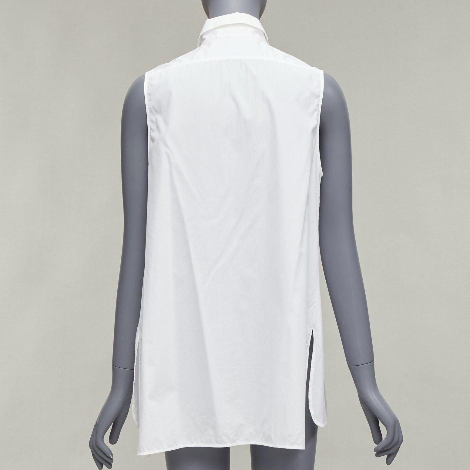 ACNE STUDIOS white cotton minimal sleeveless side slits tunic top FR36 S For Sale 1
