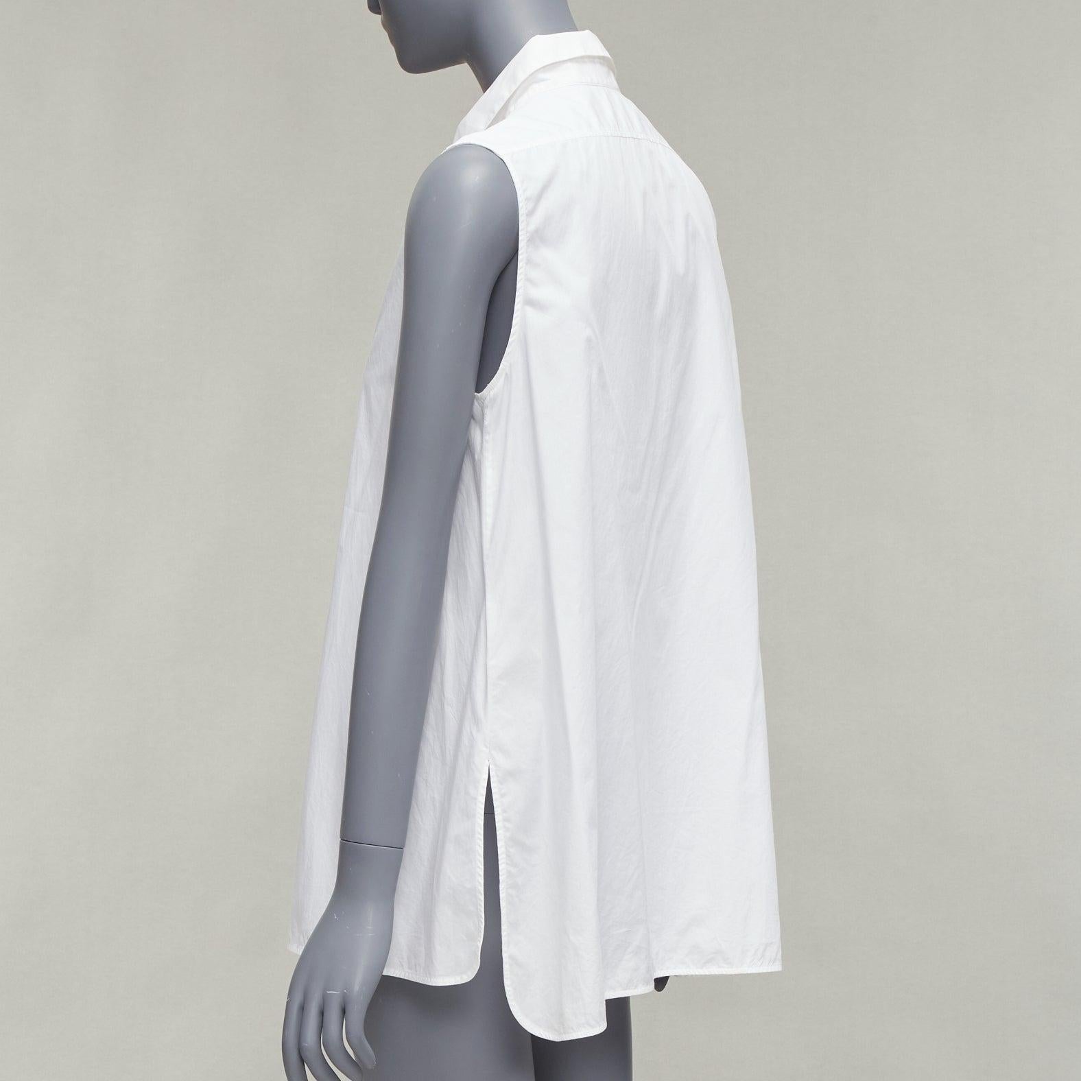 ACNE STUDIOS white cotone minimal senza maniche e con spacchi laterali, top a tunica FR36 S. 1