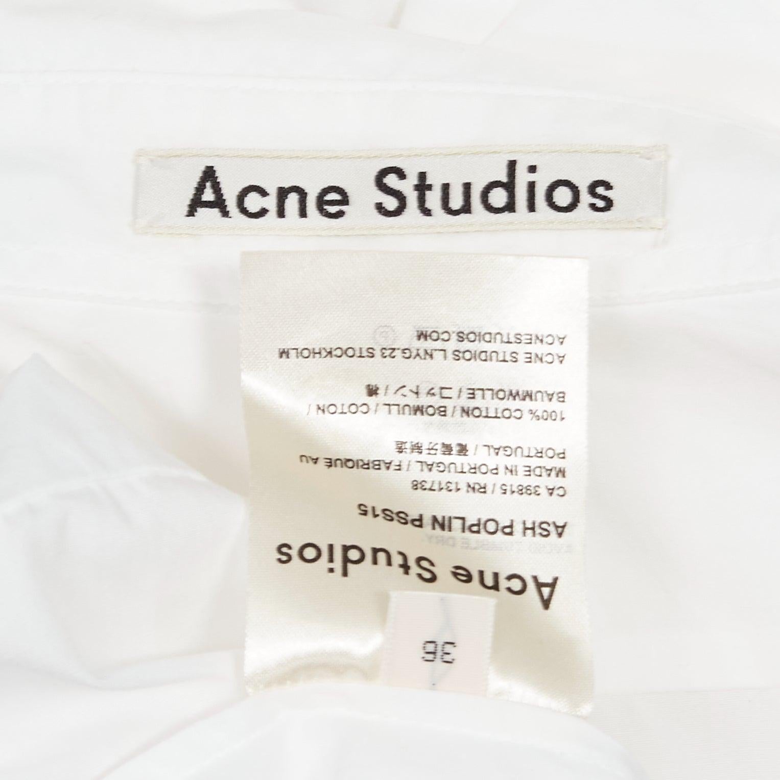 ACNE STUDIOS white cotone minimal senza maniche e con spacchi laterali, top a tunica FR36 S. 3