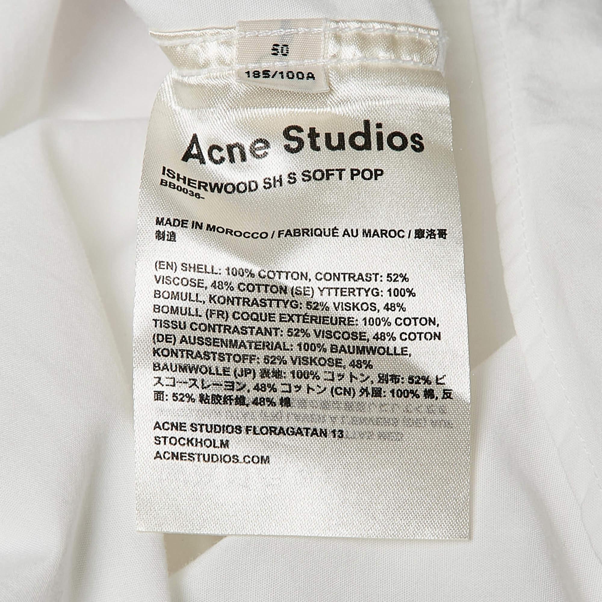 Men's Acne Studios White Cotton Short Sleeve Shirt L For Sale