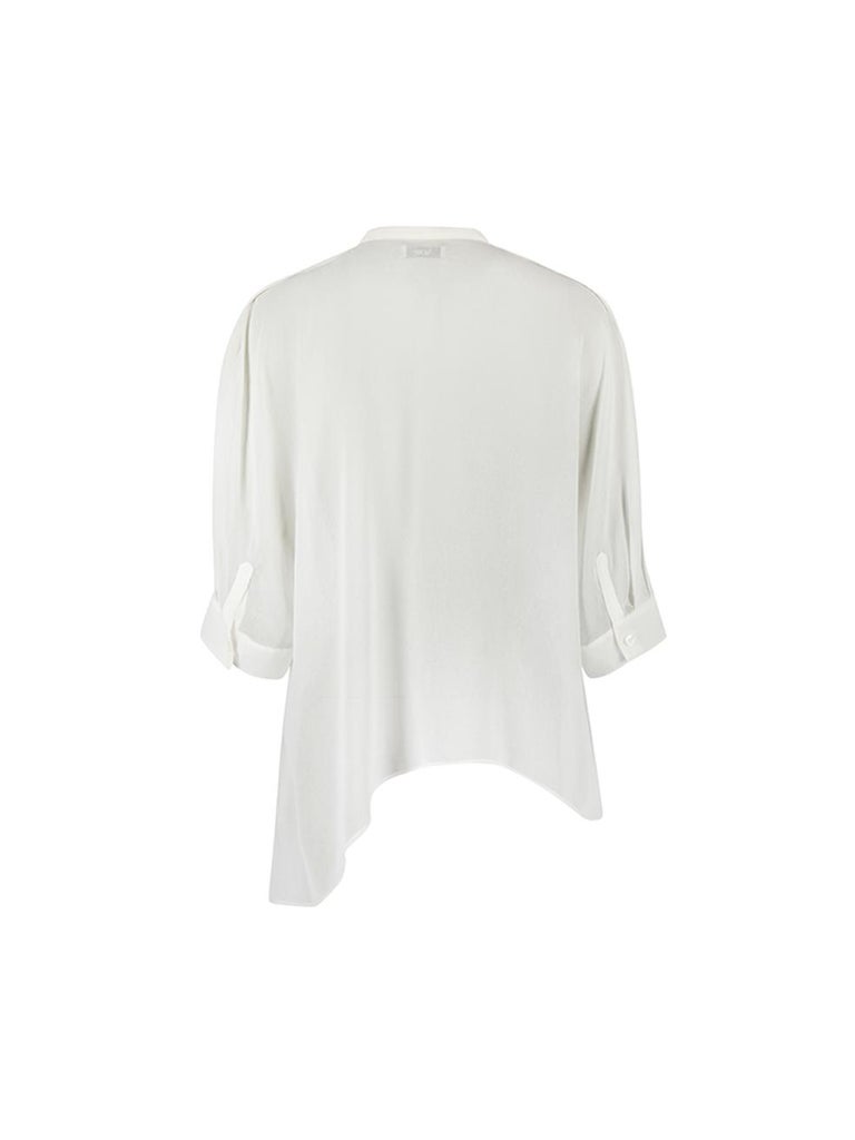 Acne Studios Women's Cream Chiffon Collarless Blouse For Sale at 1stDibs