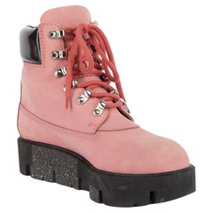 Acne Studios Women's Pink Lace Up Hiking Boots