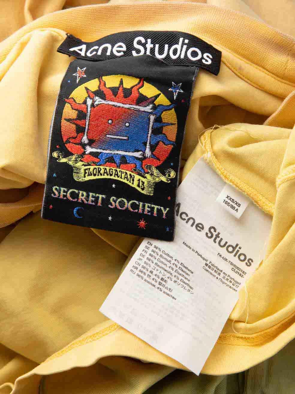 Acne Studios Yellow Oversized Printed T-Shirt Size XS For Sale 1