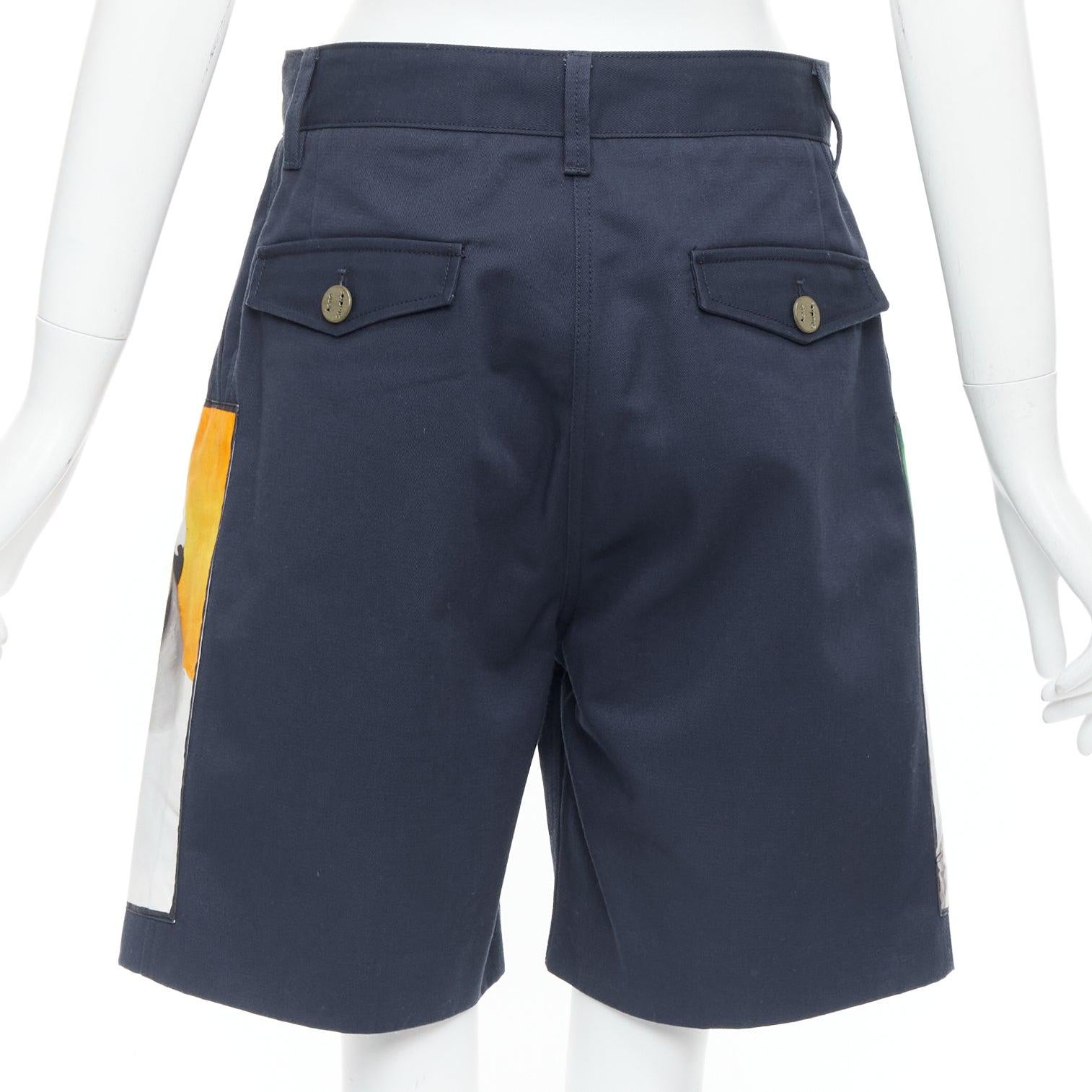 Women's ACNESTUDIOS 2015 Eora Vermina collage portrait print navy bermuda shorts FR34 XS For Sale