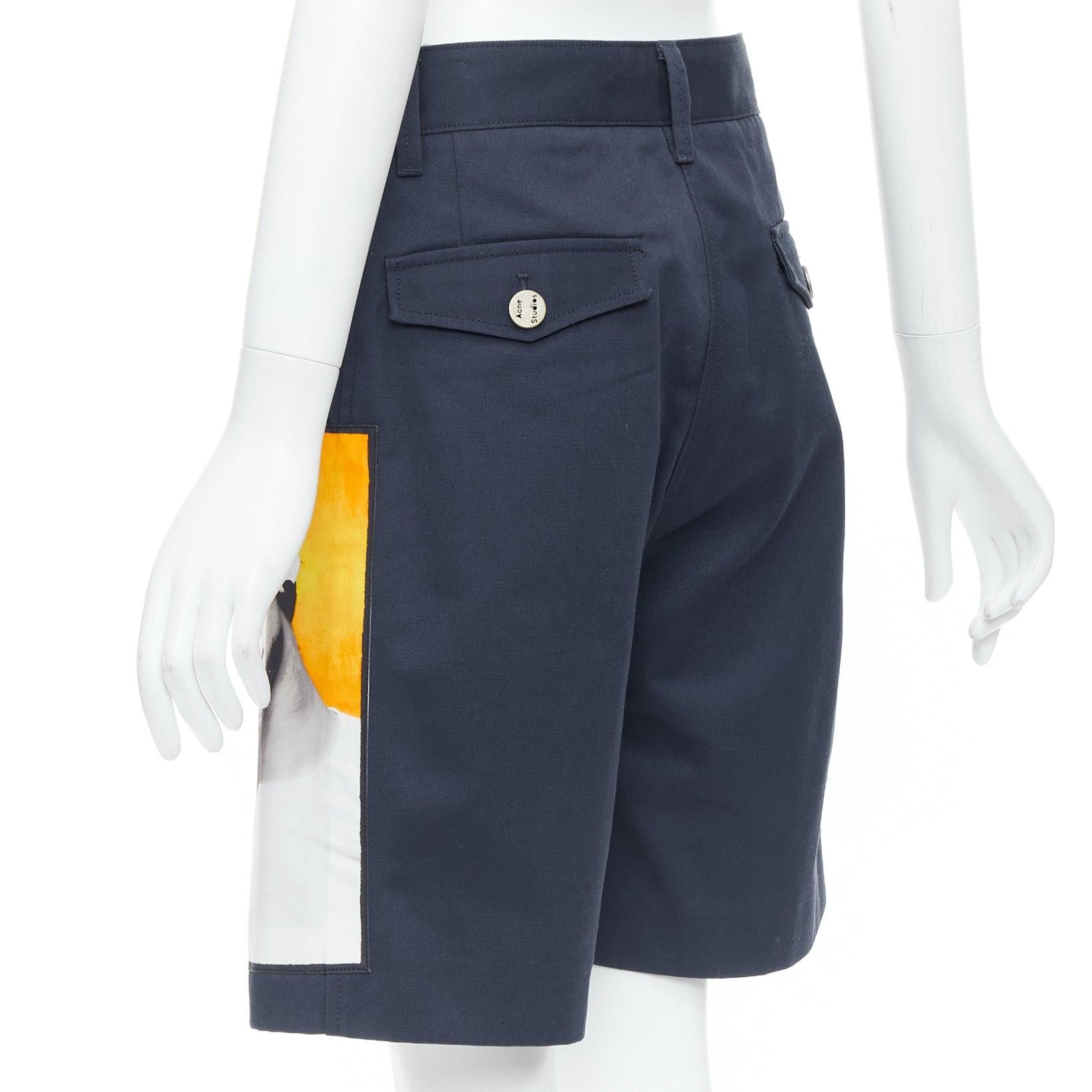 ACNESTUDIOS 2015 Eora Vermina collage portrait print navy bermuda shorts FR34 XS For Sale 1