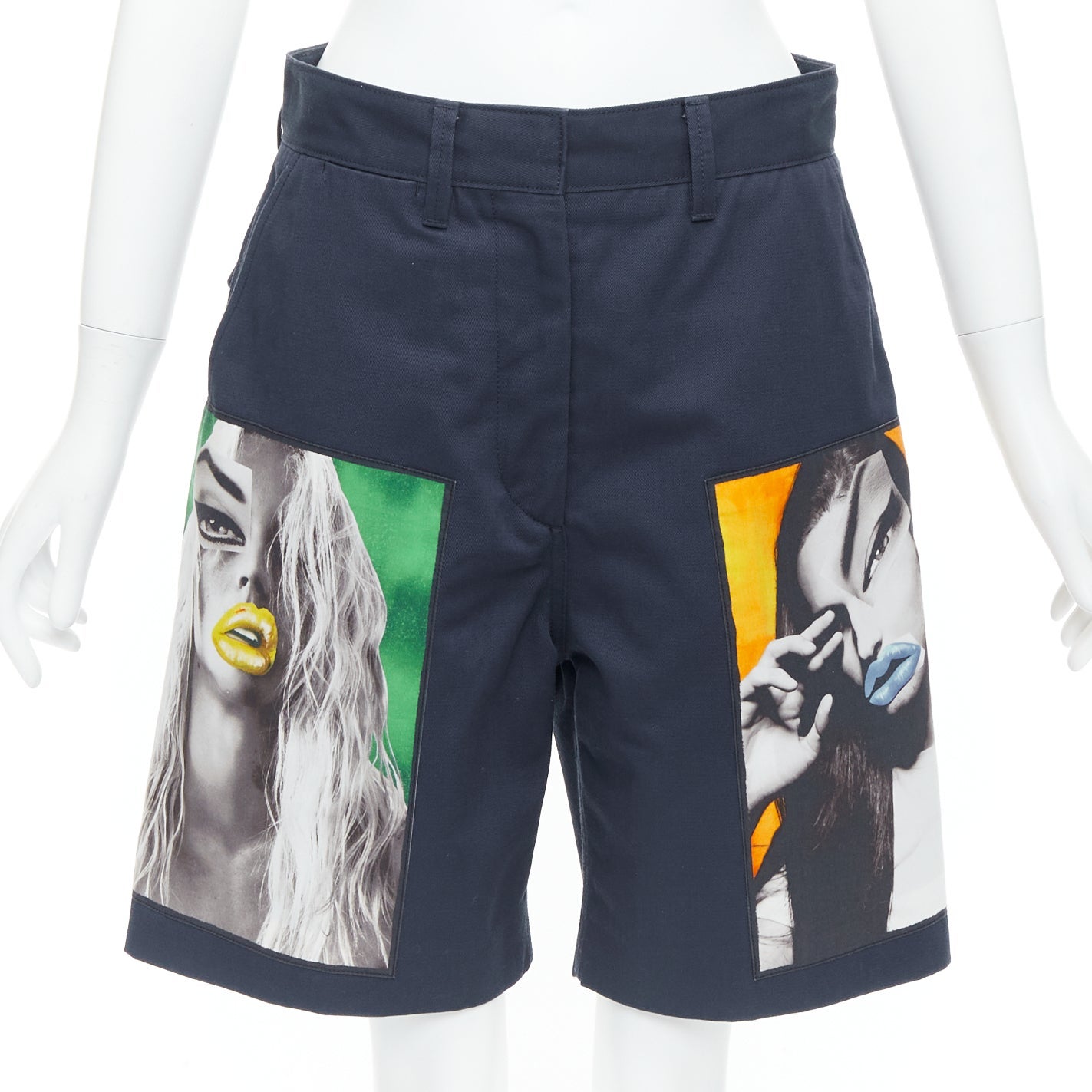 ACNESTUDIOS 2015 Eora Vermina retrato collage estampado bermudas azul marino FR34 XS en venta