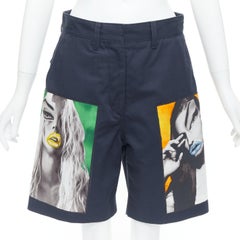 Short ACNESTUDIOS 2015 Eora Vermina collage portrait imprimé bermude bleu marine FR34 XS
