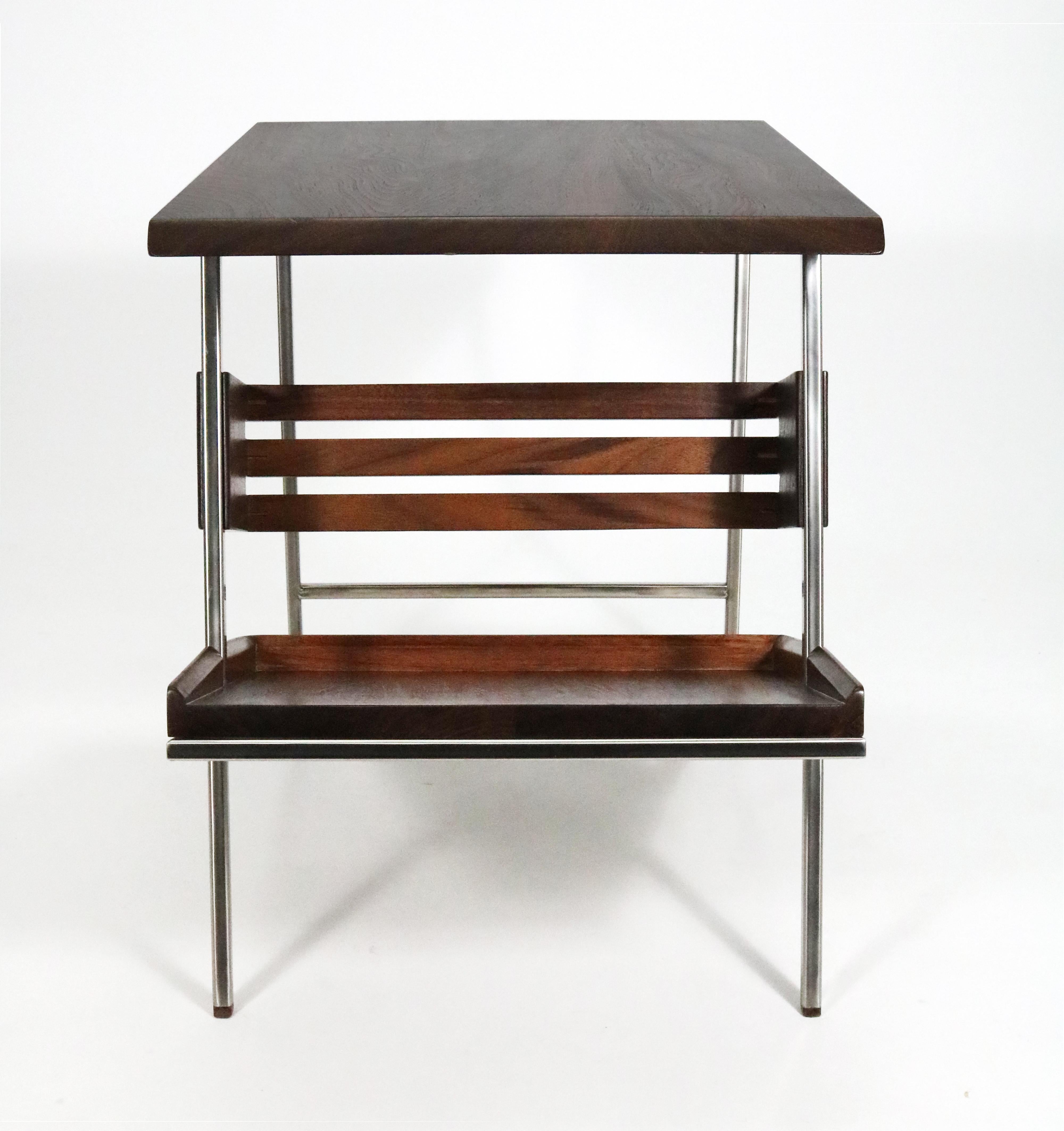 Padouk 'Acolyte' Side Table with Book Display Shelf by Alexander Giray