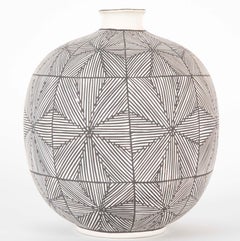 Acoma Ceramic Vase with Black Geometric Decoration