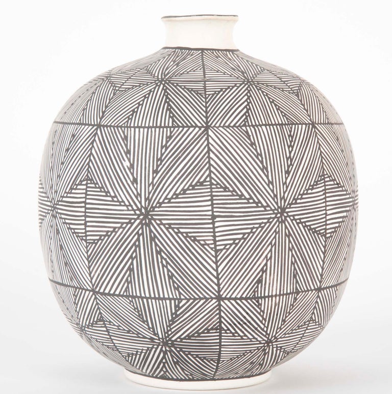Acoma Ceramic Vase With Black Geometric Decoration For Sale At 1stdibs