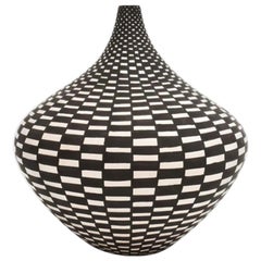 Acoma NM Tall Neck Seed Pot with Geometric Design by Sandra Victorino