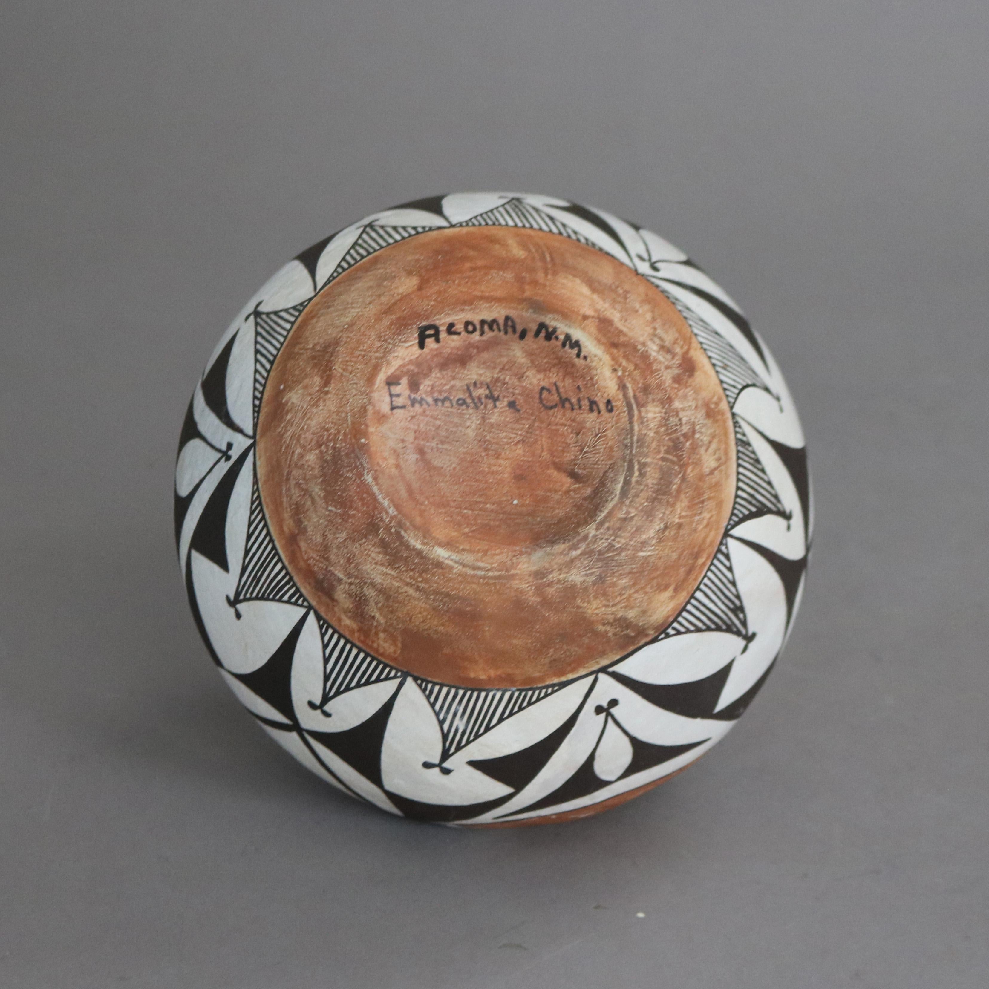 Acoma Southwestern Native American Pottery Bowl By Emmalita Chino Mid 20thC 1