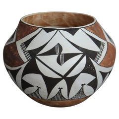 Acoma Southwestern Native American Pottery Bowl By Emmalita Chino Mid 20thC