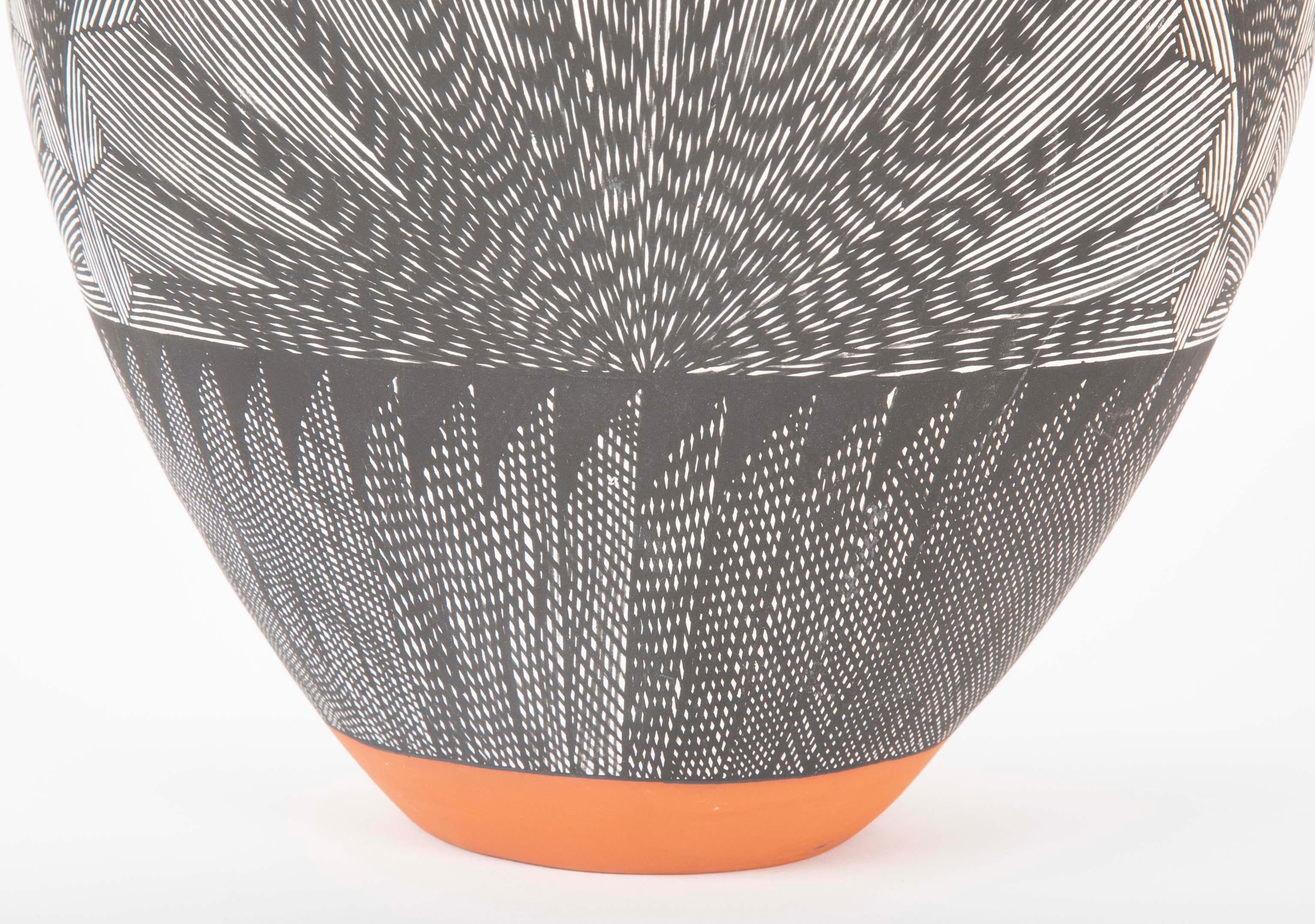 Ceramic Acoma Vessel with Black and White Fine Line Design