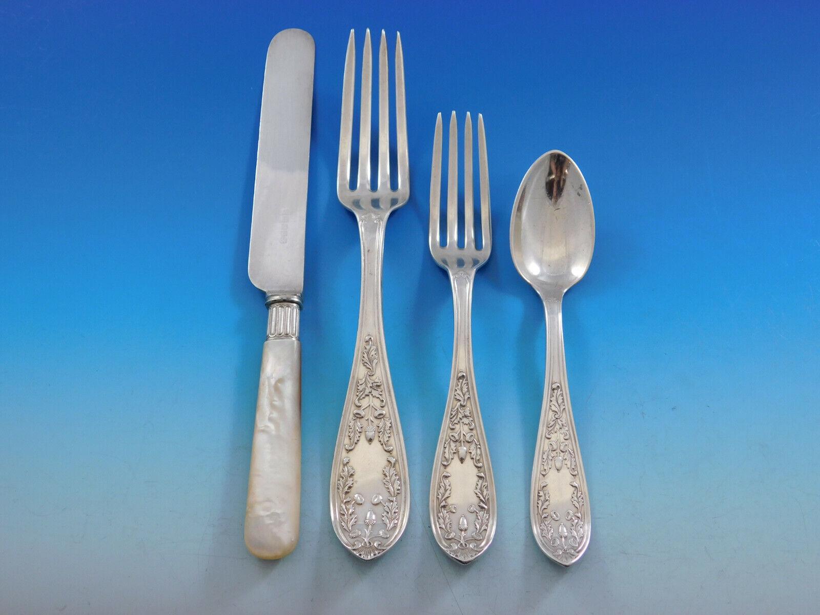 Acorn and Oak By Bailey, Kettell & Chapman Sterling Silver Flatware Set Service In Excellent Condition For Sale In Big Bend, WI