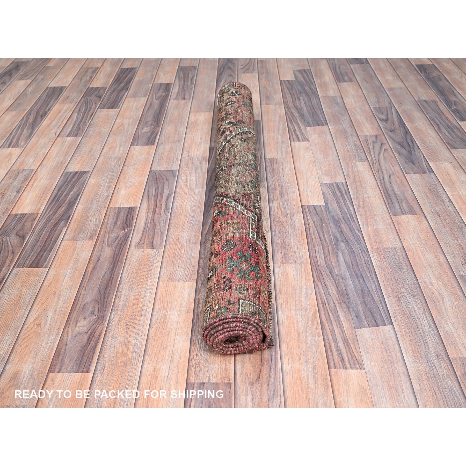 Mid-20th Century Acorn Brown Old Persian Shiraz Abrash Evenly Worn Pure Wool Clean Distressed Rug For Sale