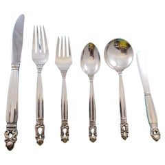 Acorn by Georg Jensen Sterling Silver Dinner Flatware Set 12 Service 72 Pieces