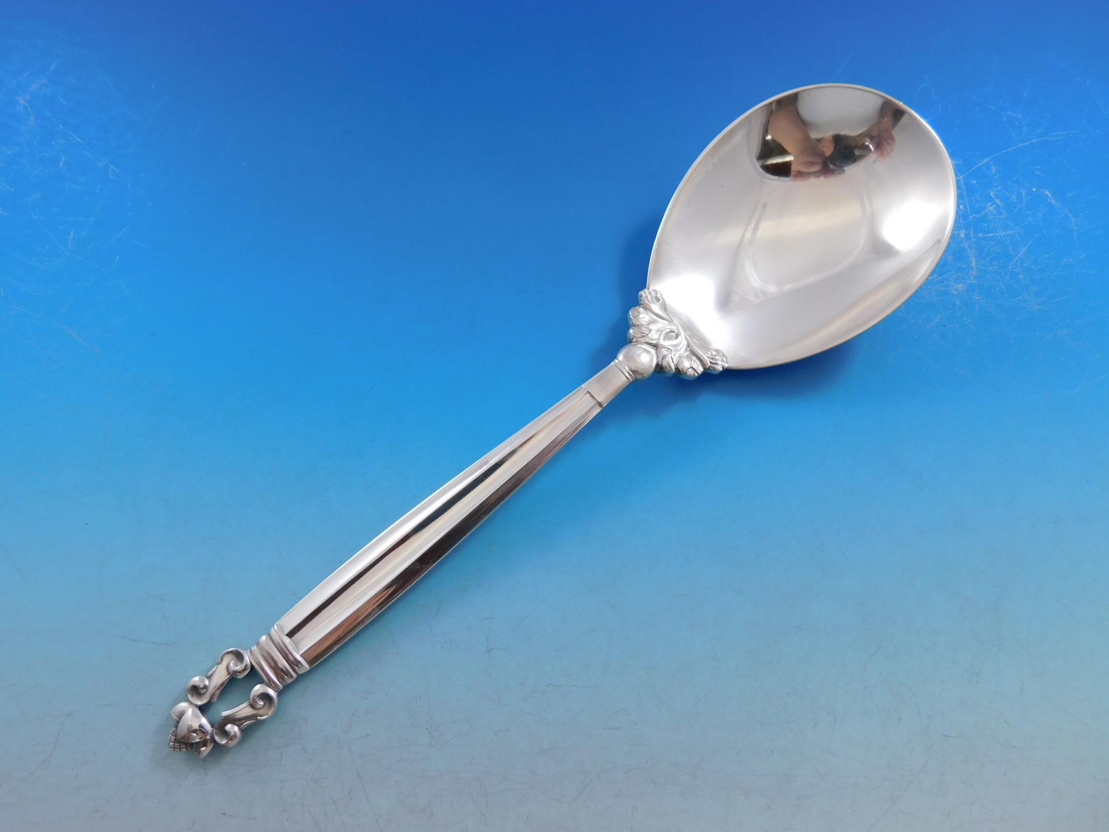 Bellota de Georg Jensen Juego de 12 cubiertos de plata de ley Servicio 89 piezas en venta 3