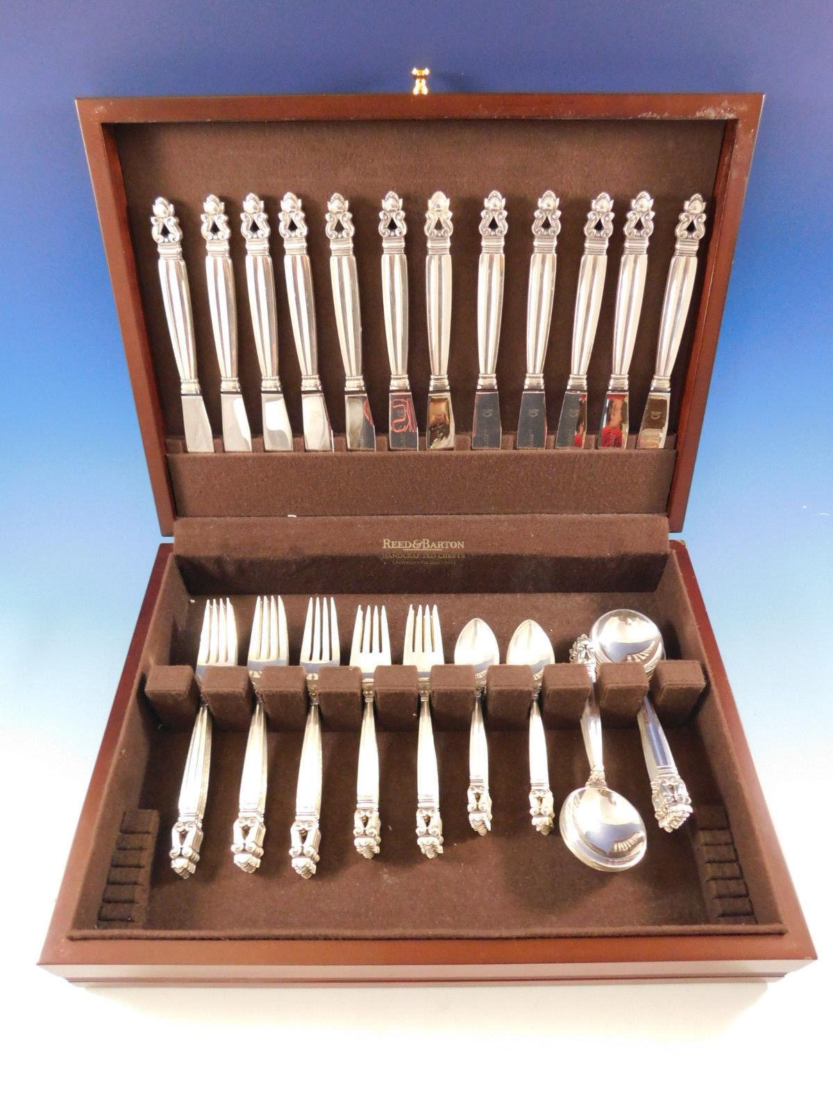 Acorn by Georg Jensen sterling silver dinner size flatware set - 60 pieces. This set includes:

12 dinner knives, long handle, 9