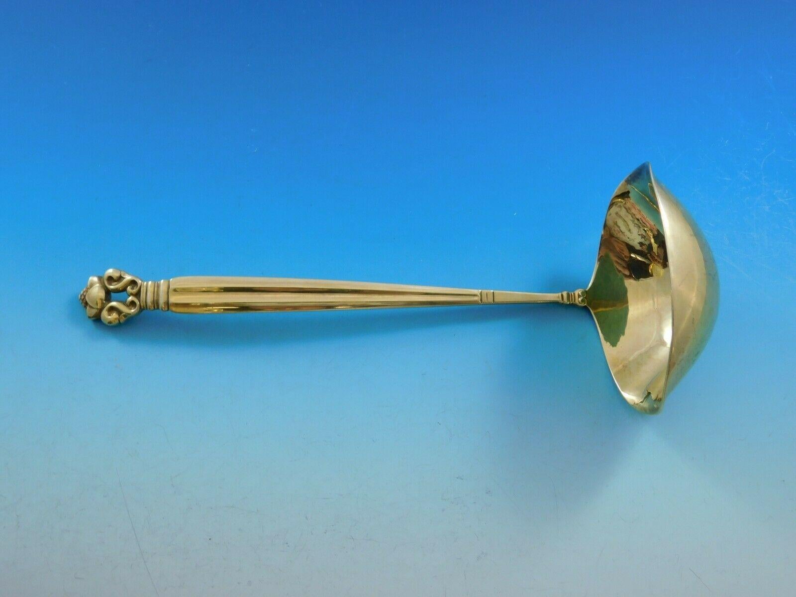 Acorn by Georg Jensen Set di posate in argento sterling 12 servizi 102 pezzi Oro Vermeil in vendita 2