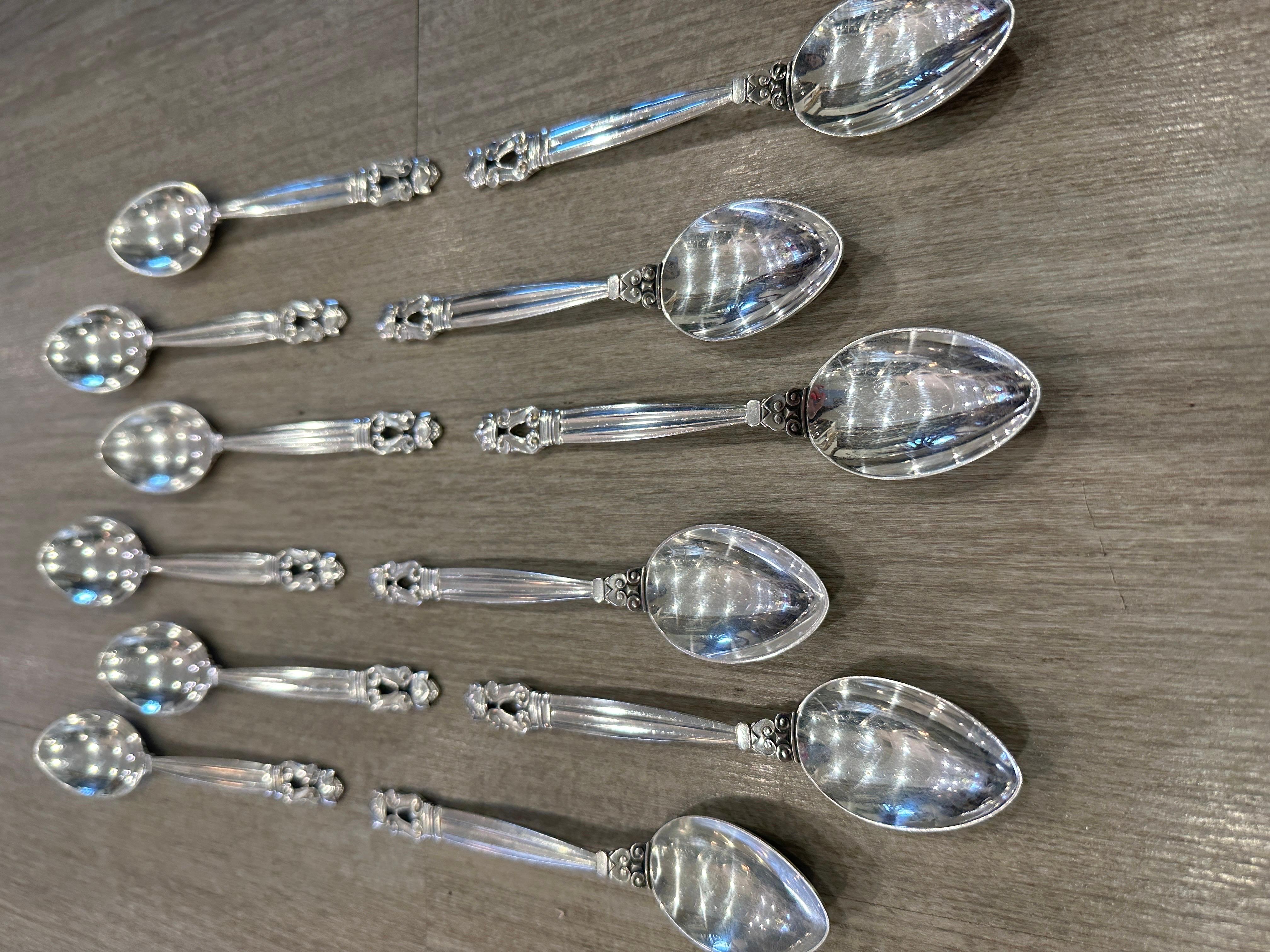 Acorn by GEORG JENSEN Sterling Silver Flatware Set Service for 12, 65 Pieces For Sale 10