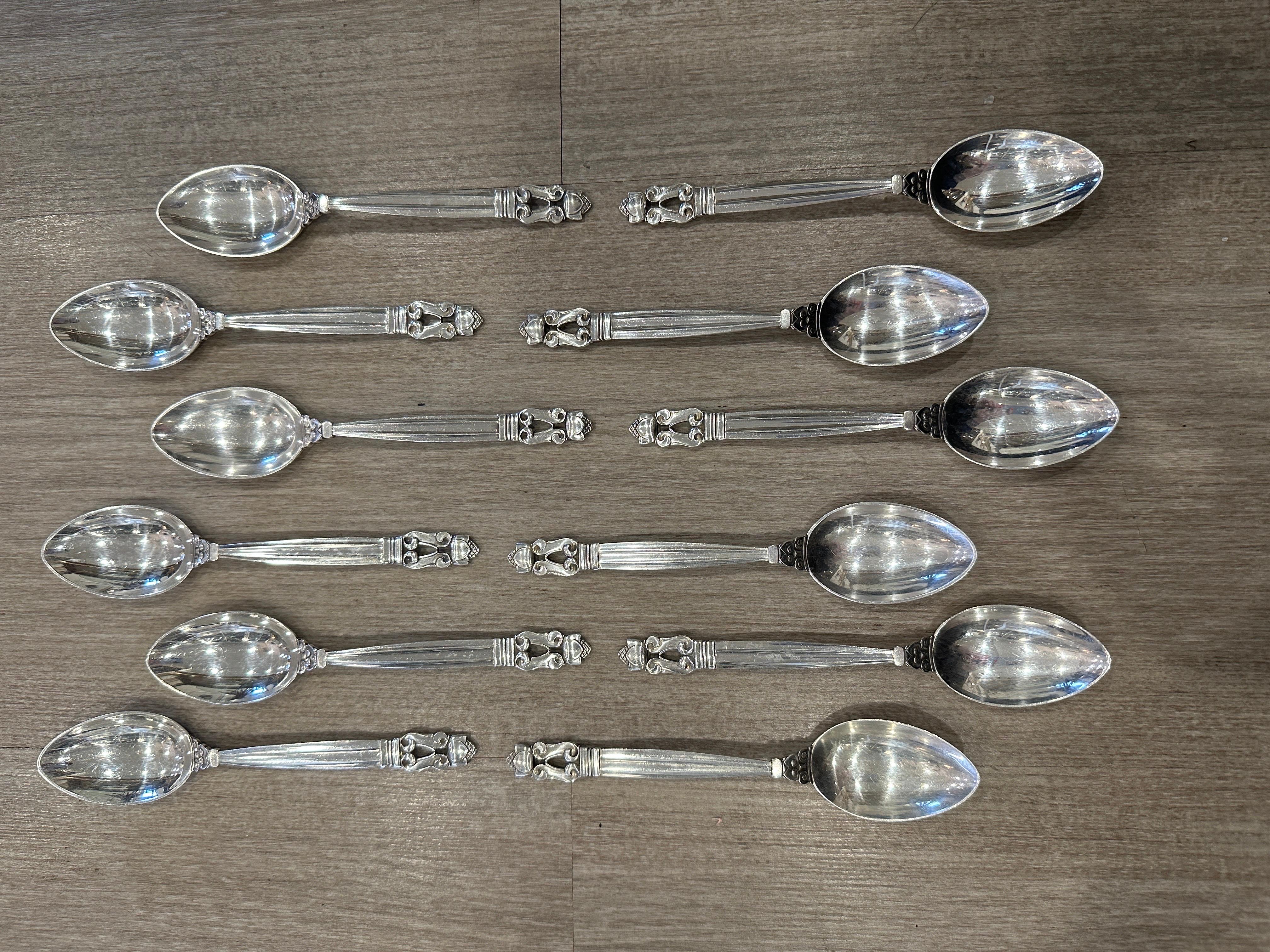 Acorn by GEORG JENSEN Sterling Silver Flatware Set Service for 12, 65 Pieces For Sale 11
