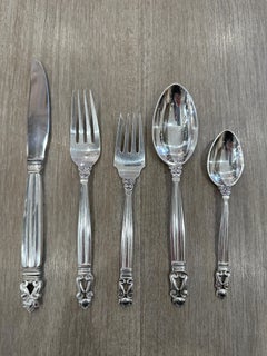 Acorn by GEORG JENSEN Service de couverts pour 12 en argent sterling, 65 Pieces