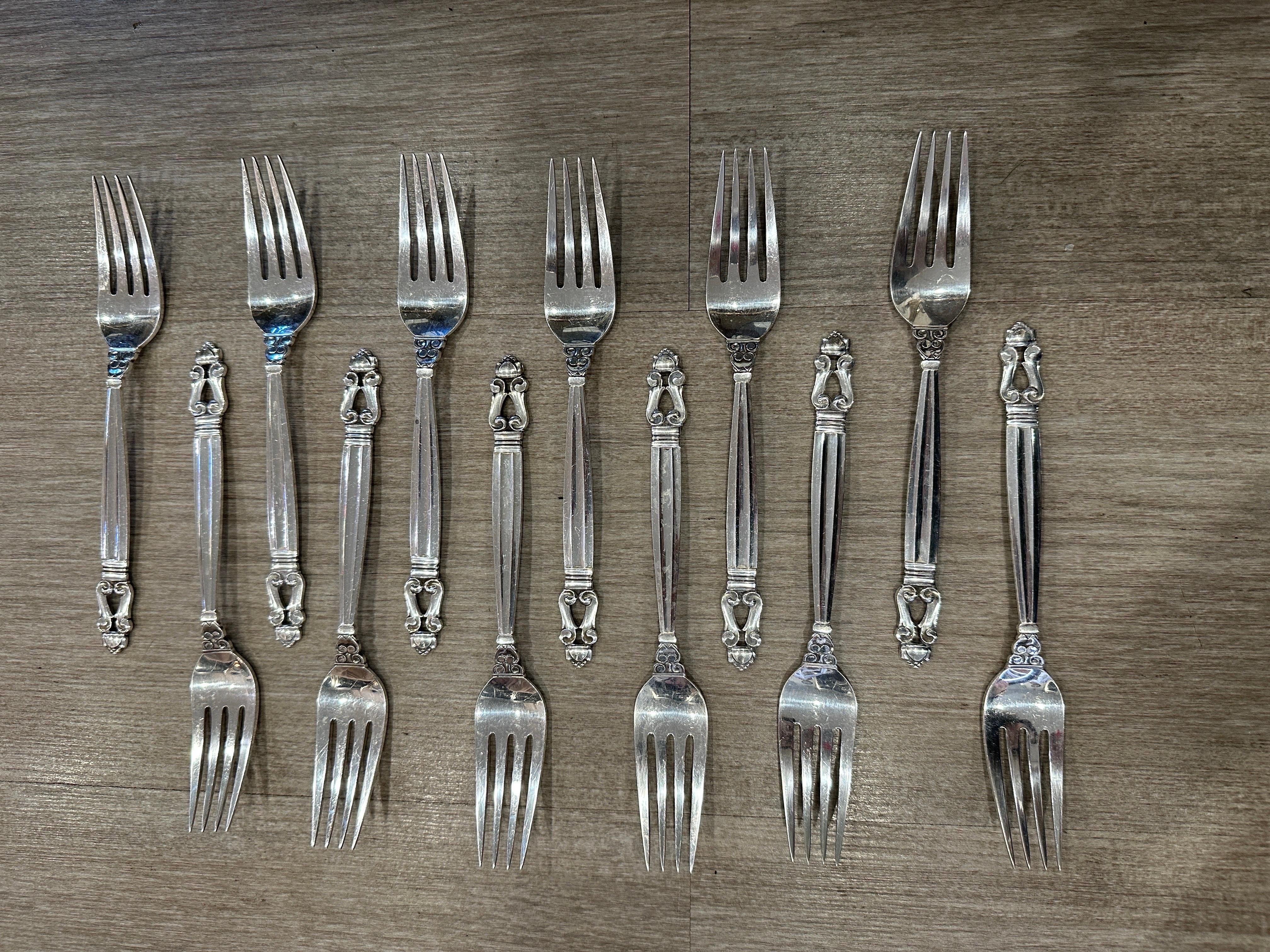 Women's or Men's Acorn by GEORG JENSEN Sterling Silver Flatware Set Service for 12, 65 Pieces For Sale