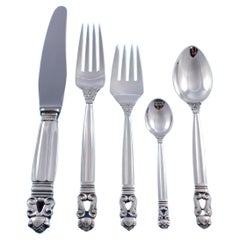 Acorn by Georg Jensen Sterling Silver Luncheon Flatware Set 12 Service 65 Pieces
