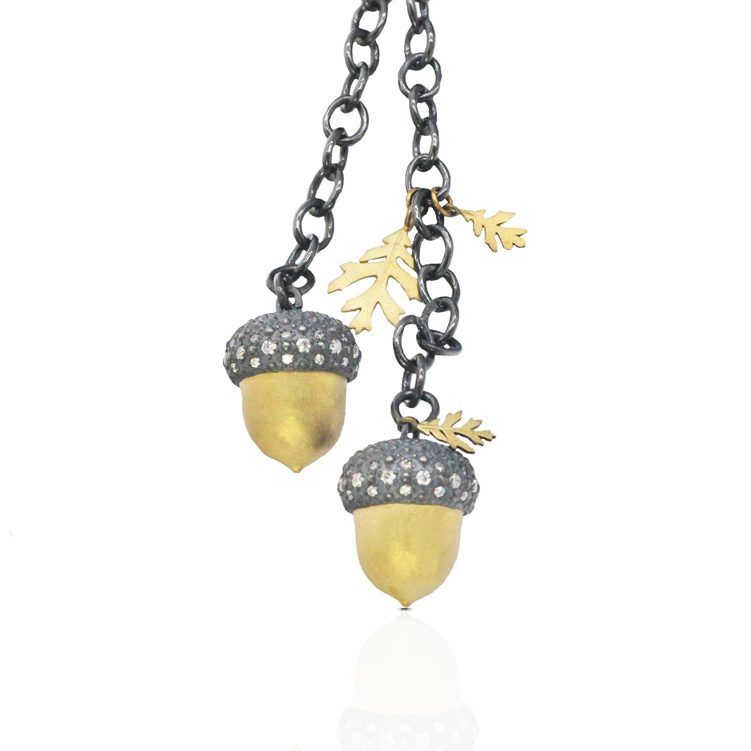 Artisan Acorn Lariat Necklace For Sale
