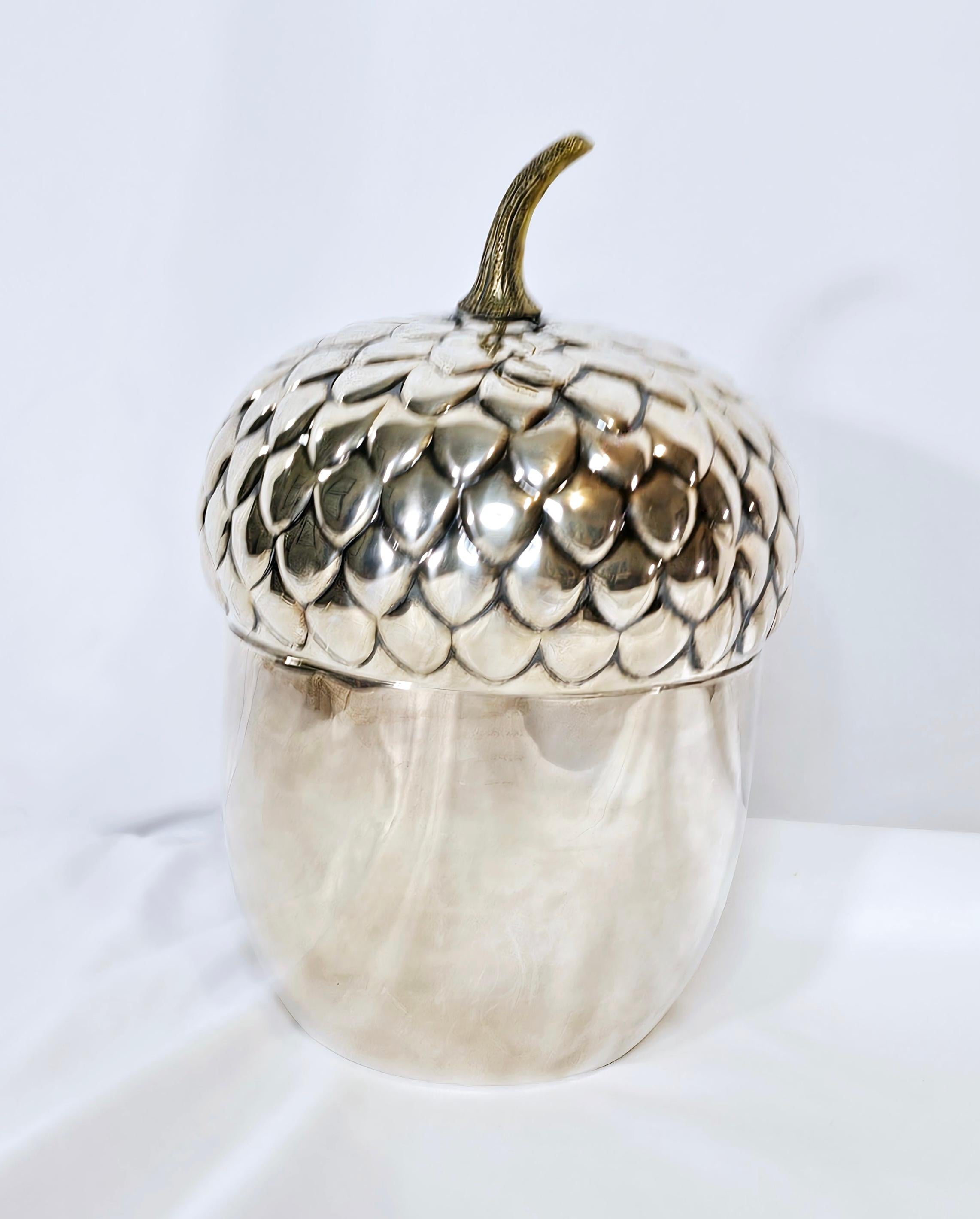 Metal Acorn Shaped Ice Bucket by Teghini Firenze 1960s For Sale