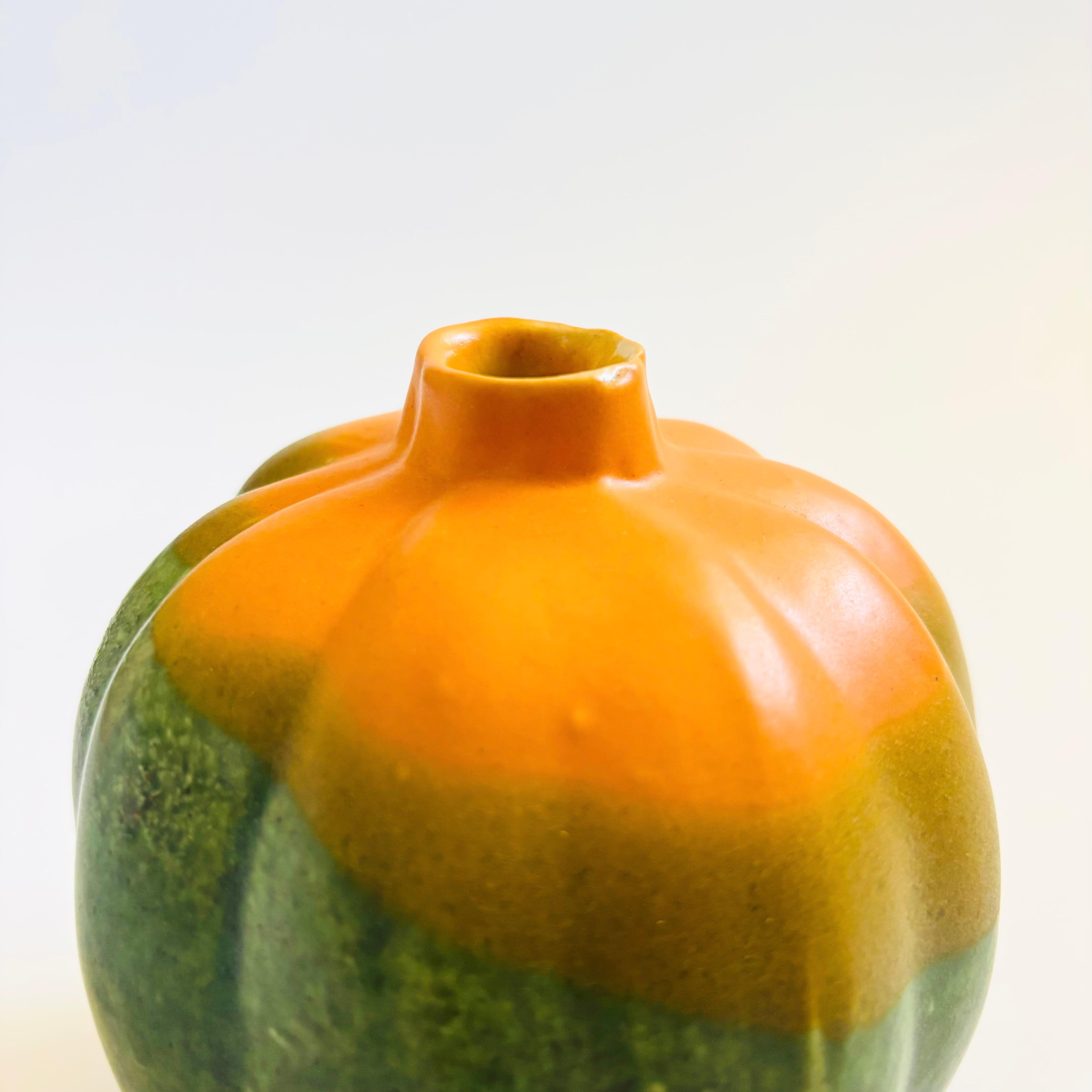 Organic Modern Acorn Squash Vase  by Patricia Garrett Pottery Studio 1989 For Sale