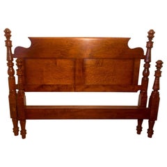 Antique Acorn Top Low Post Bed in Bird's-Eye Maple circa 1820 Refitted to Standard King