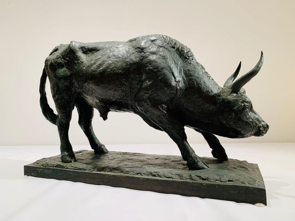 Mid-20th Century A.Courbier 1943 french bronze bull signed on the base. For Sale