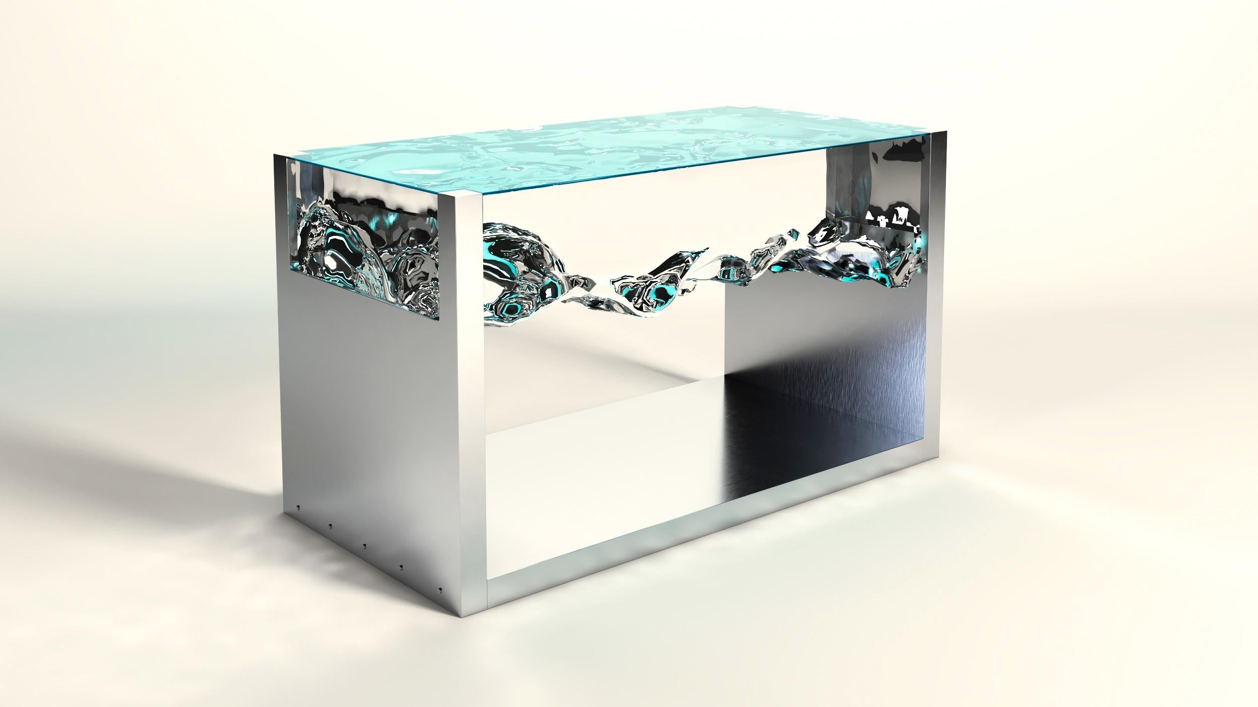 Coffee table Acqua model designed by Studio Superego for Superego Editions. Aluminium structure with plexiglass top.

 Biography
Superego Editions was born in 2006, performing a constant activity of research in decorative arts by offering both
