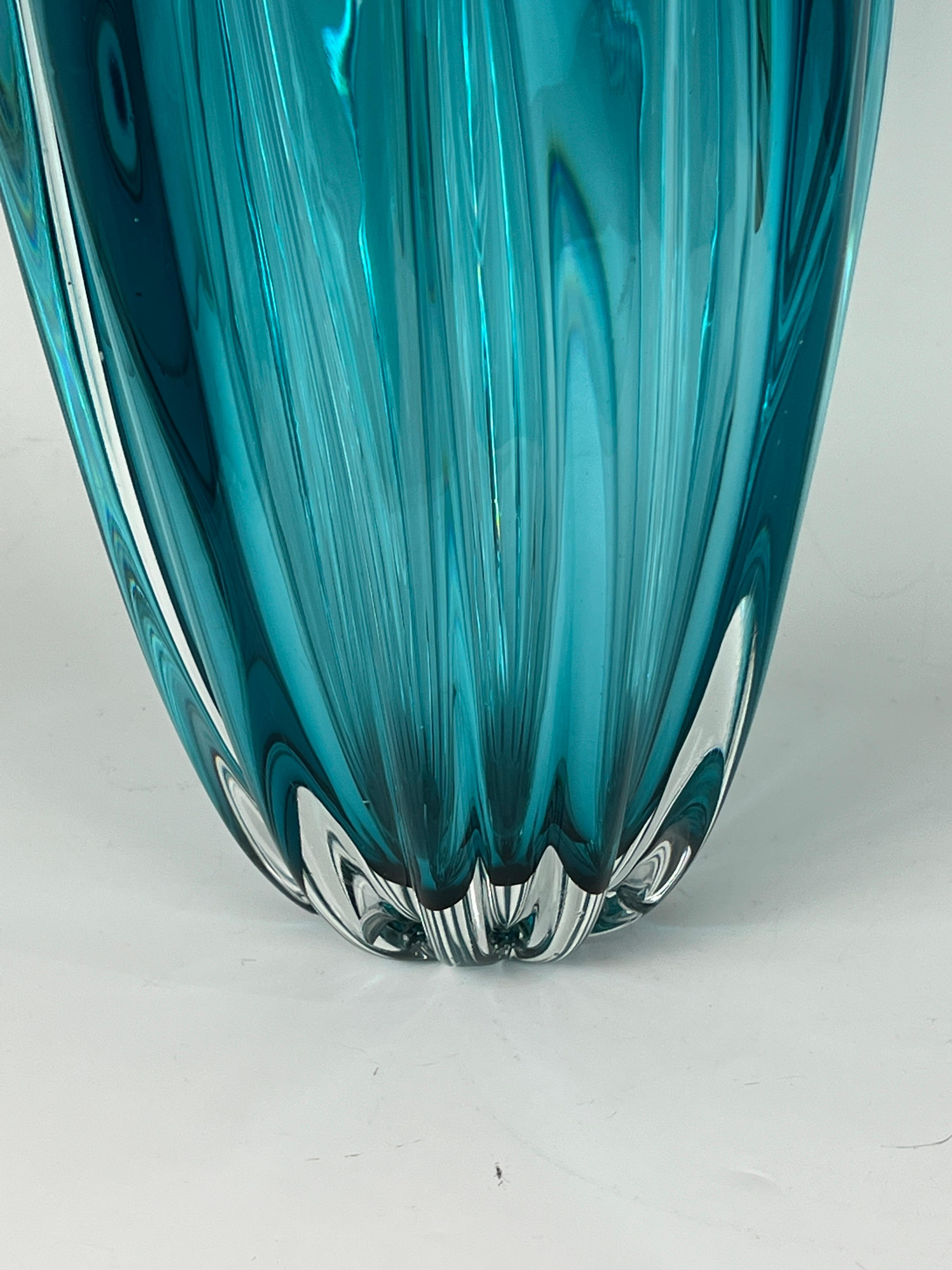 Modern Art Deco Murano Acqua Glass Vase For Sale
