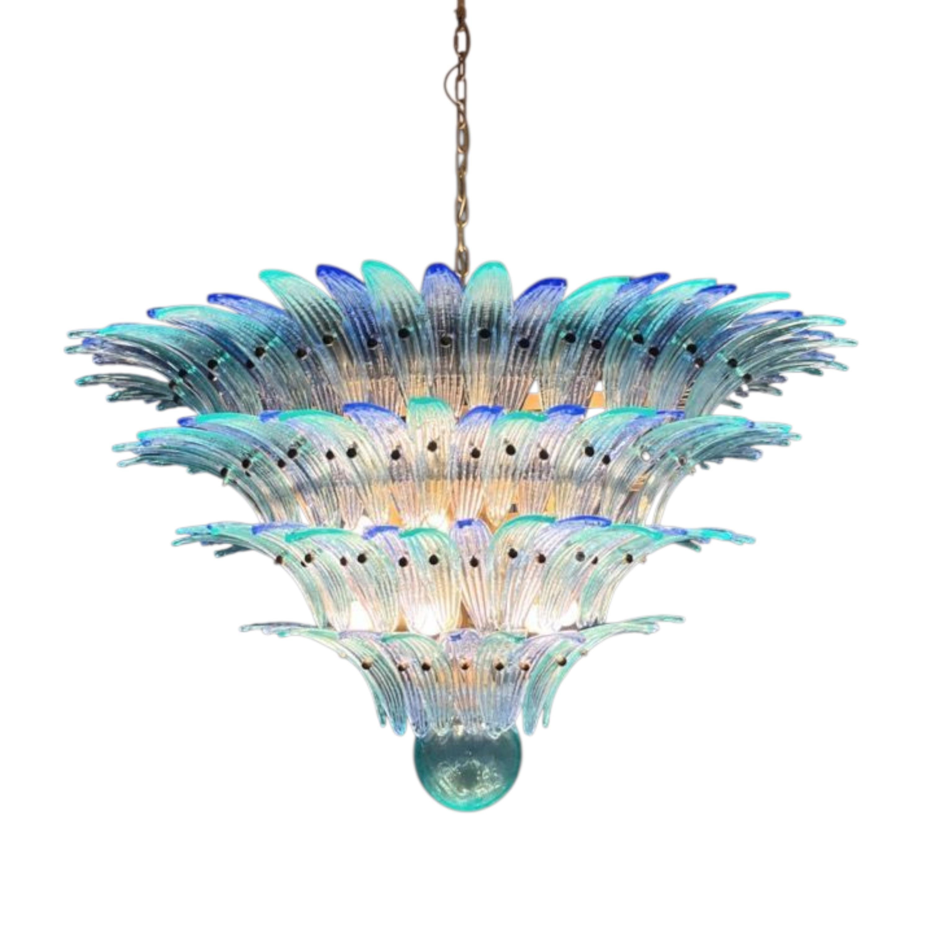 Moderne Acqua Marina - Lustre en verre de Murano fait à la main, 160 pièces d'élégance en vente