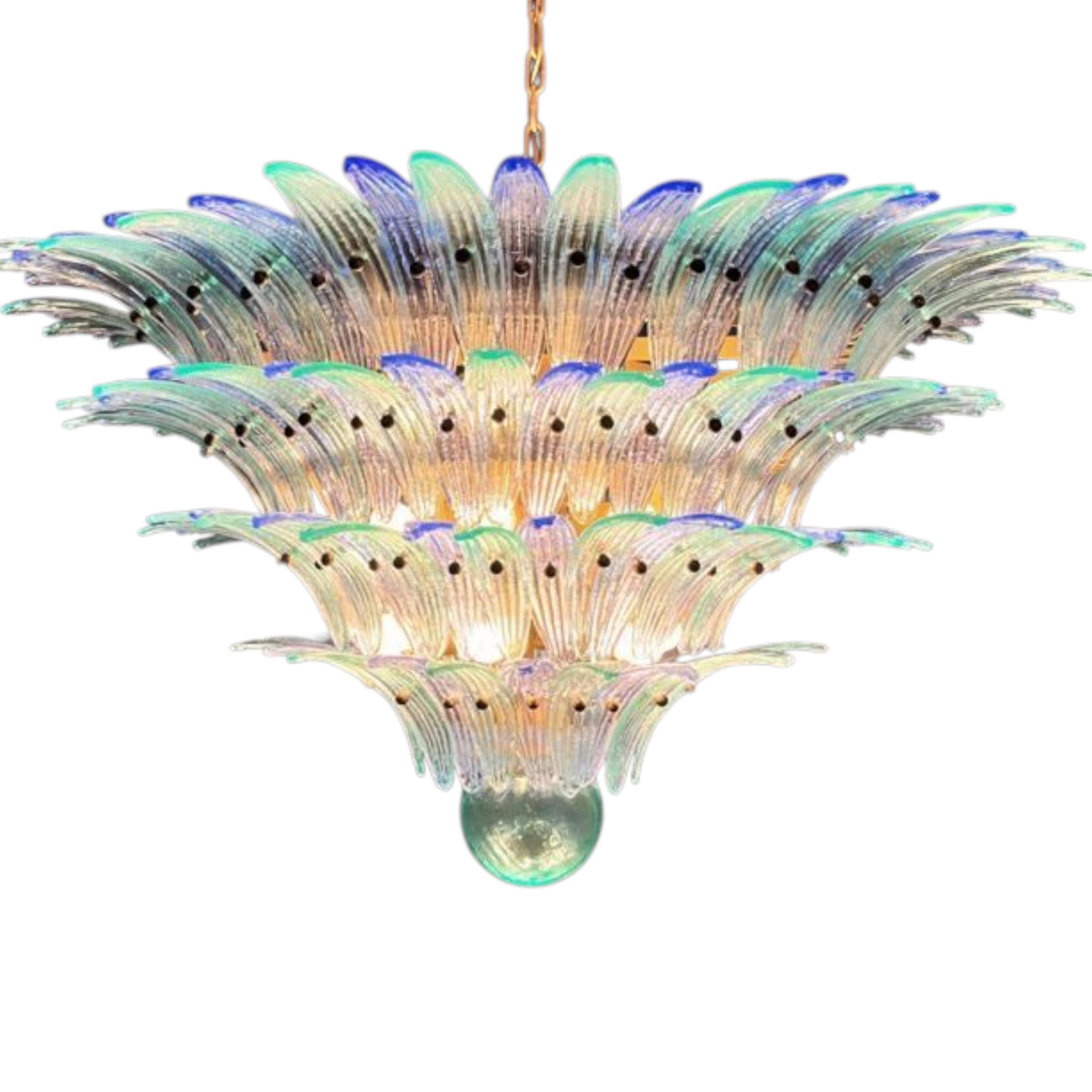 Italian Acqua Marina - Lustre en verre de Murano fait à la main, 160 pièces d'élégance en vente