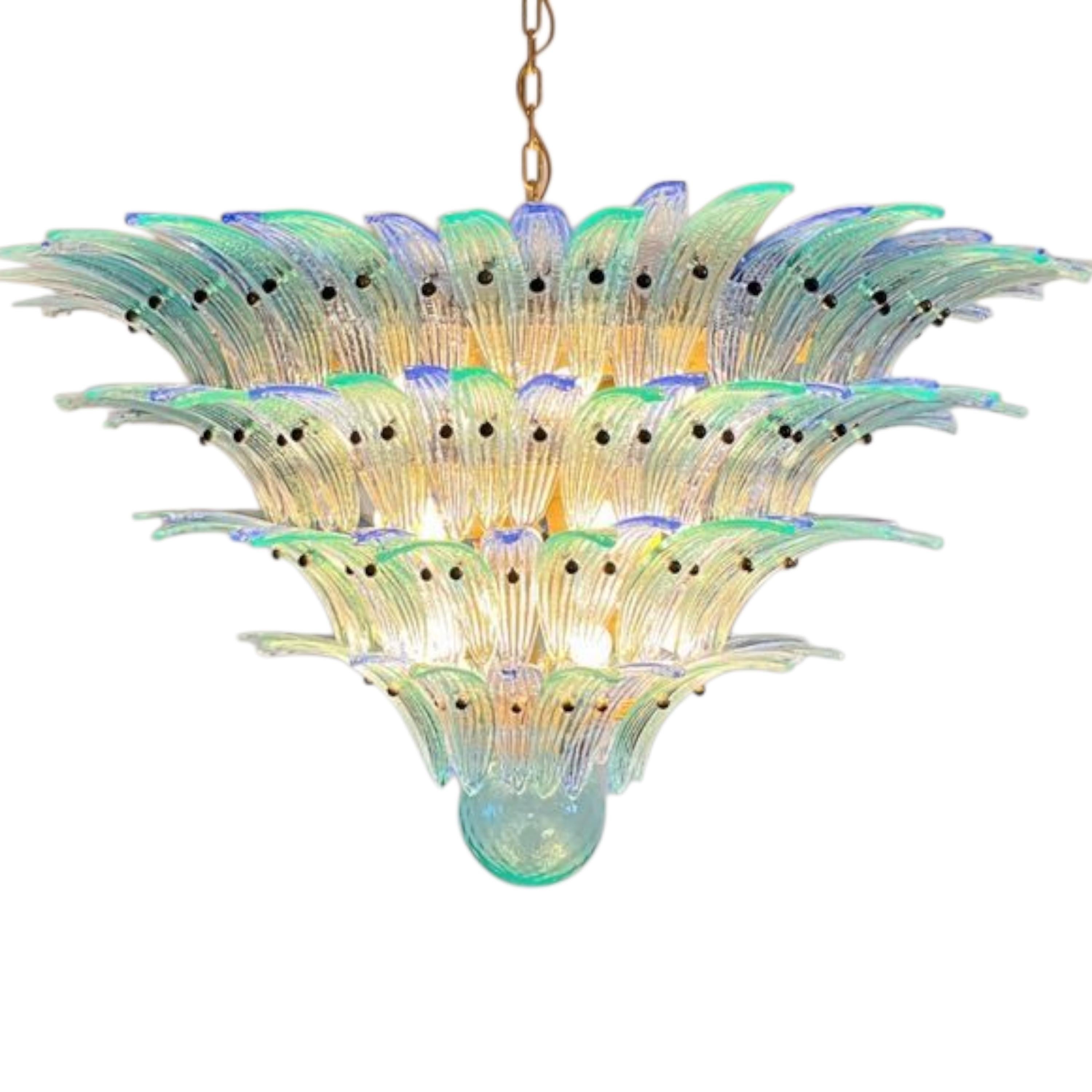 Verre brun Acqua Marina - Lustre en verre de Murano fait à la main, 160 pièces d'élégance en vente