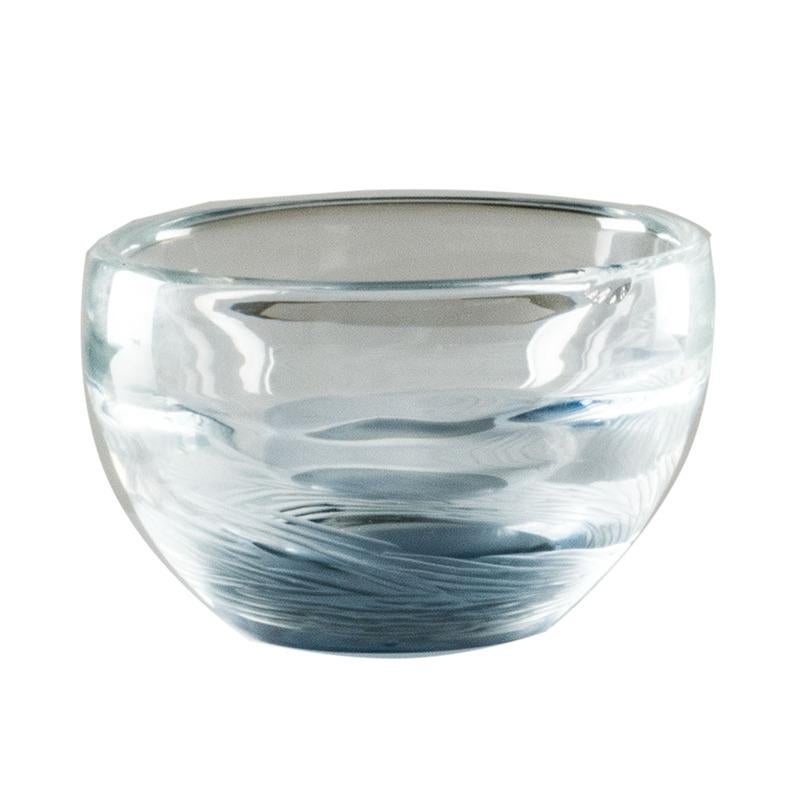 Acqua Round Bowl in Crystal and Grape Murano Glass by Michela Cattai