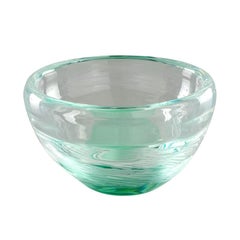 Acqua Round Bowl in Crystal and Mint Green Murano Glass by Michela Cattai