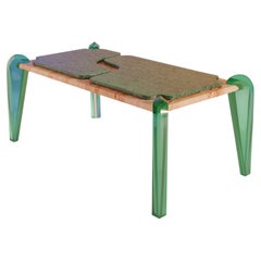 Acquamarina Dining Table, Burl Wood & Marble, Contemporary Design
