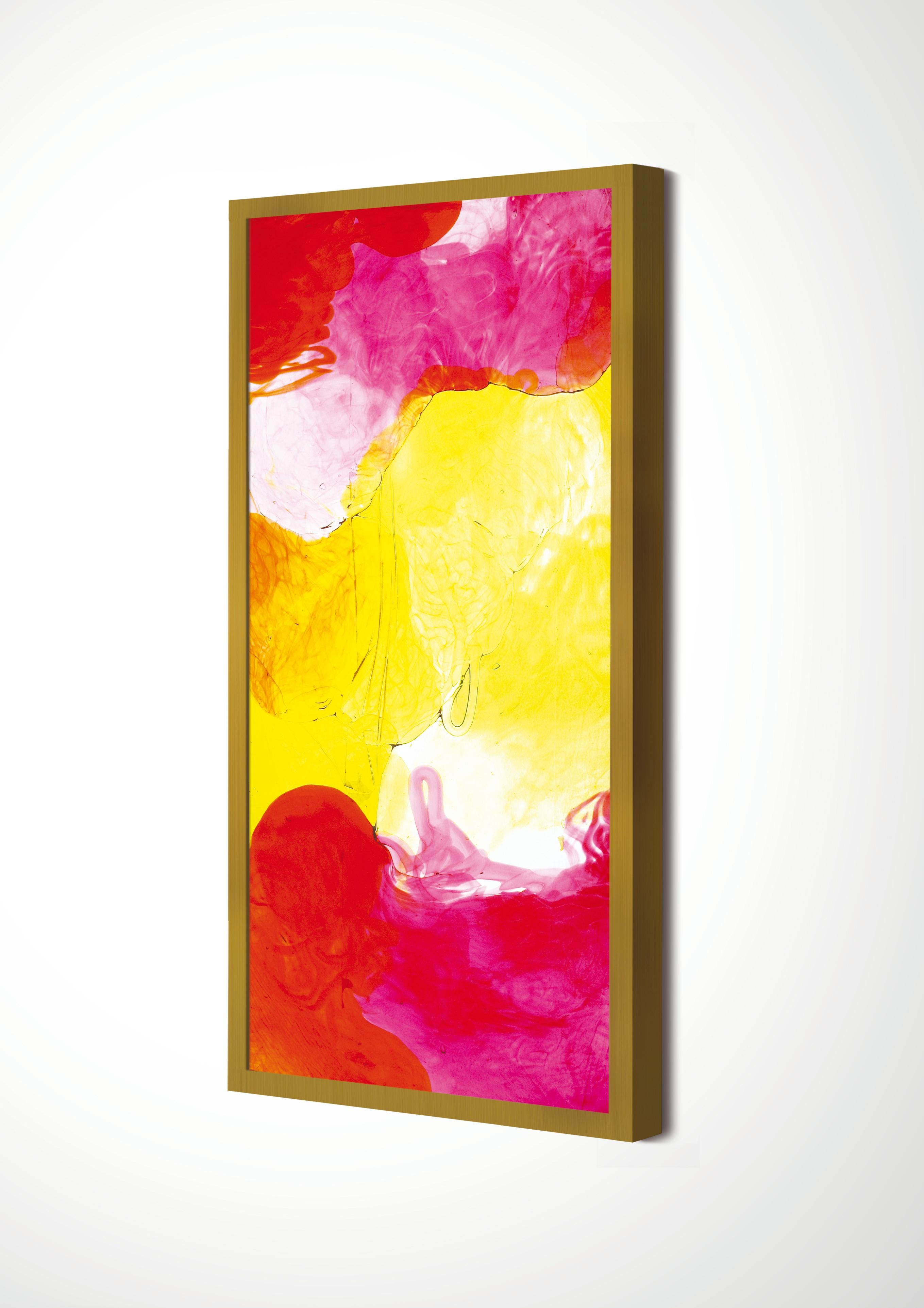 Italian Acquarelli Framed Light Fixture in Red, Pink and Yellow Resin by Jacopo Foggini For Sale