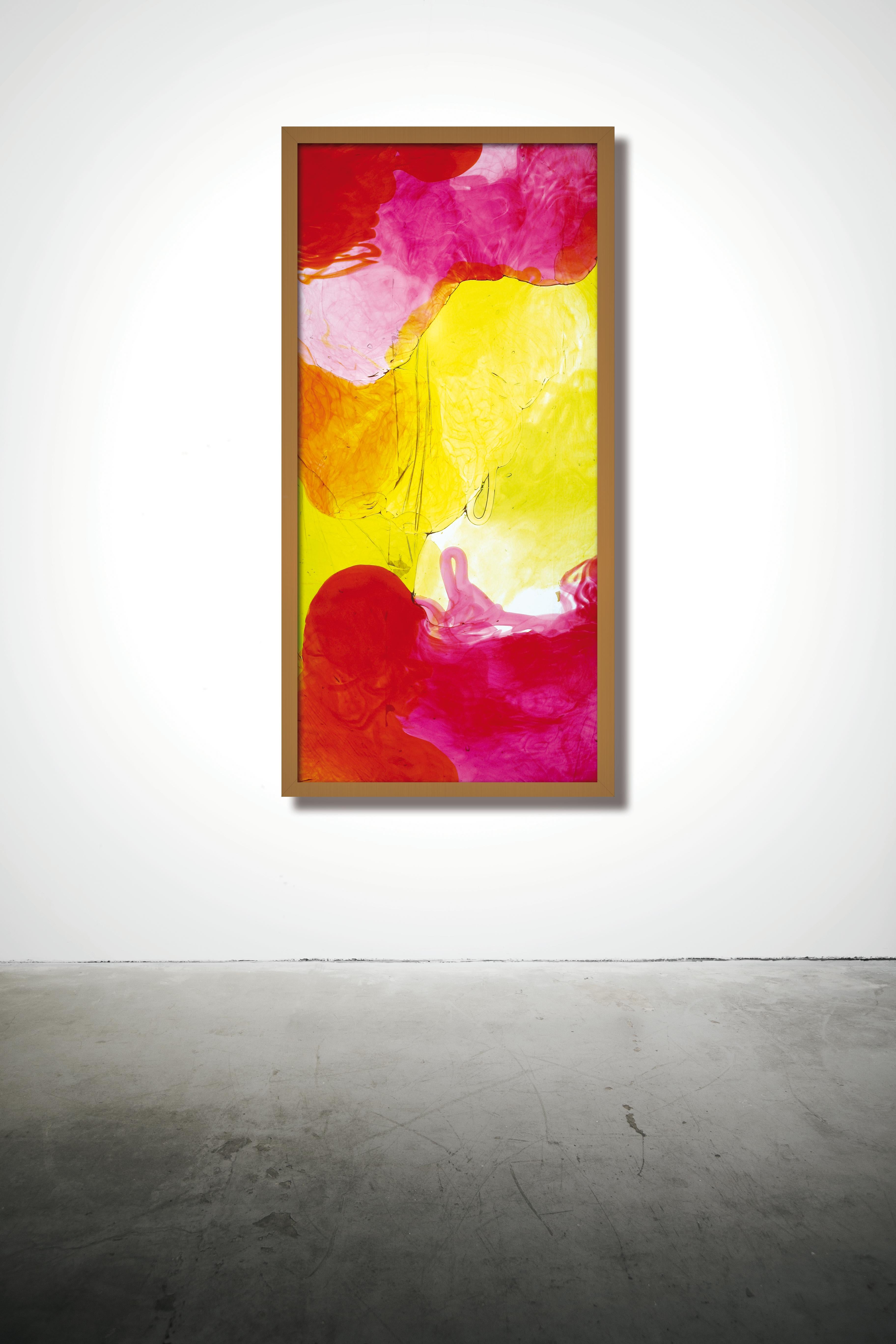Acquarelli Framed Light Fixture in Red, Pink and Yellow Resin by Jacopo Foggini For Sale 1