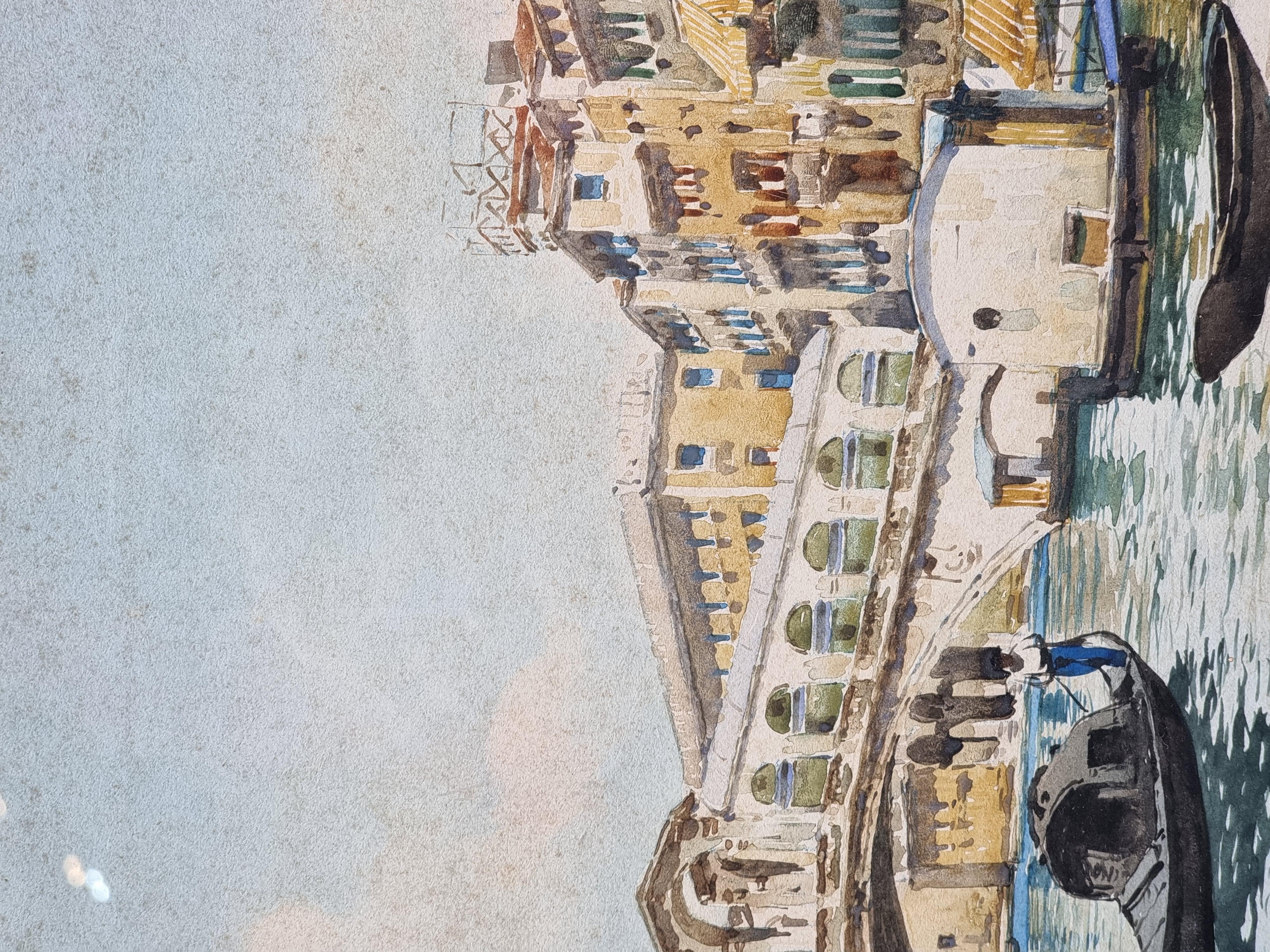 Acquerello veduta del Ponte di Rialto, Guido Peruzzi (XX secolo) en Bueno estado para la venta en Vicenza, IT