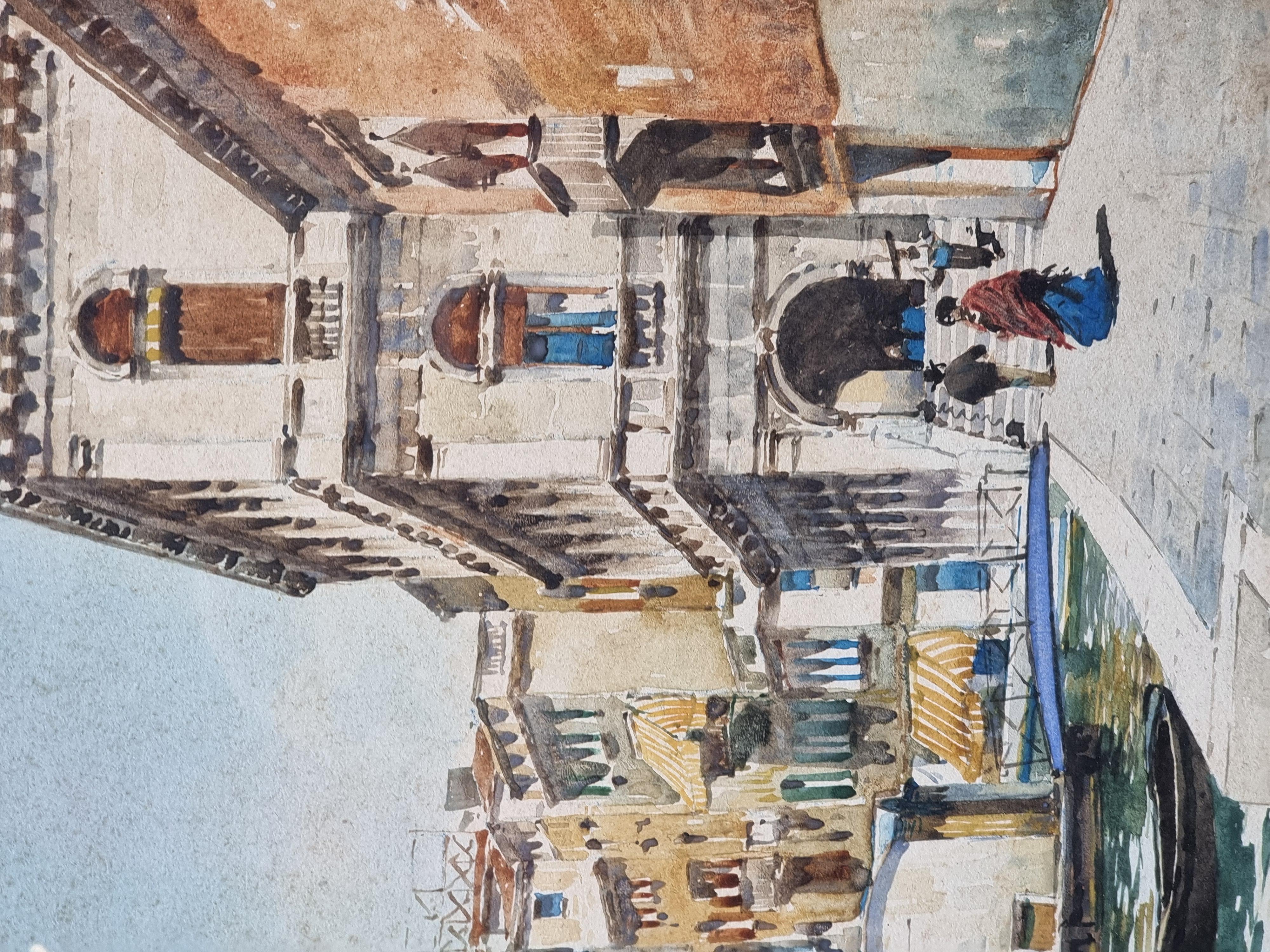 Acquerello veduta del Ponte di Rialto, Guido Peruzzi (XX secolo) mediados del siglo XX en venta