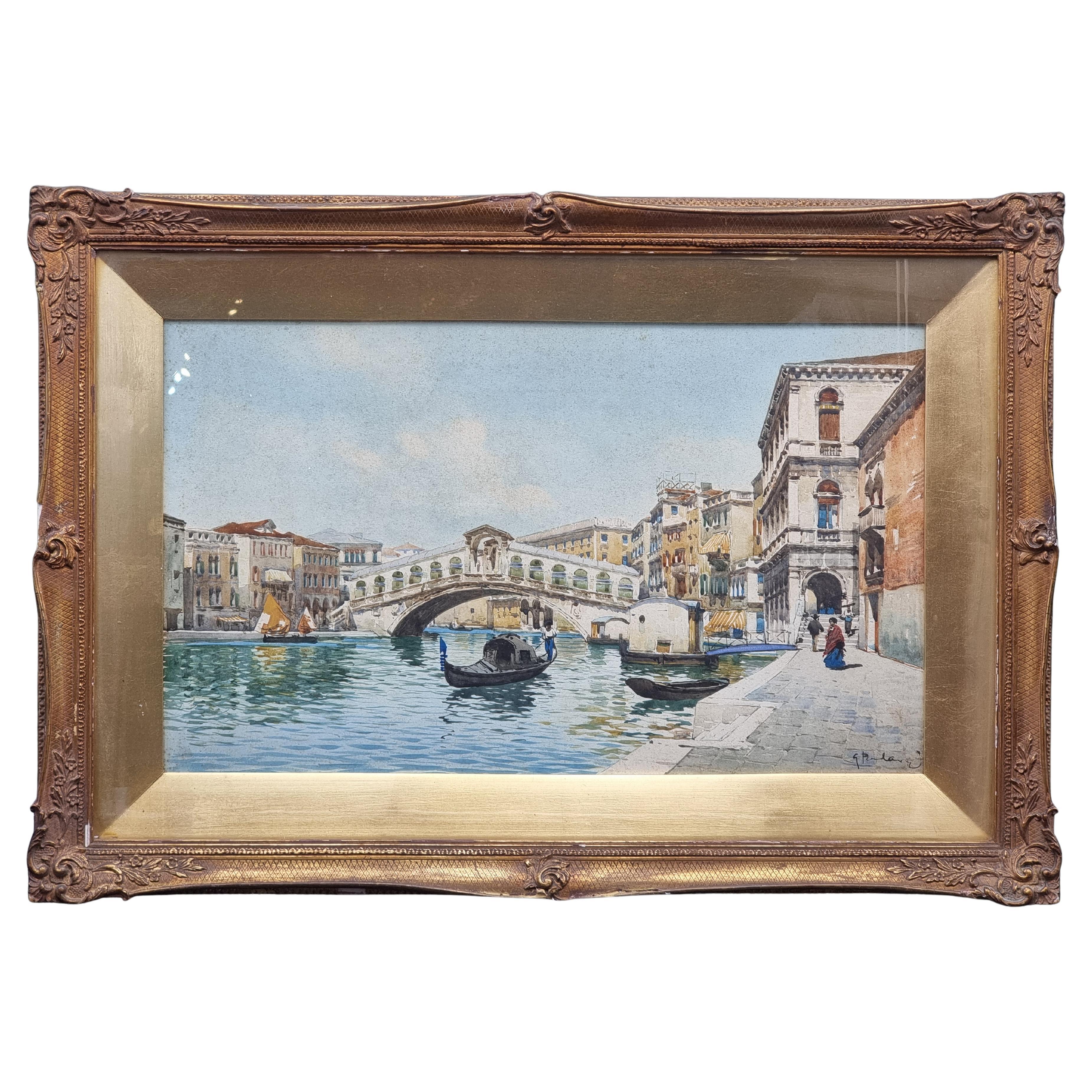 Acquerello veduta del Ponte di Rialto, Guido Peruzzi (XX secolo)