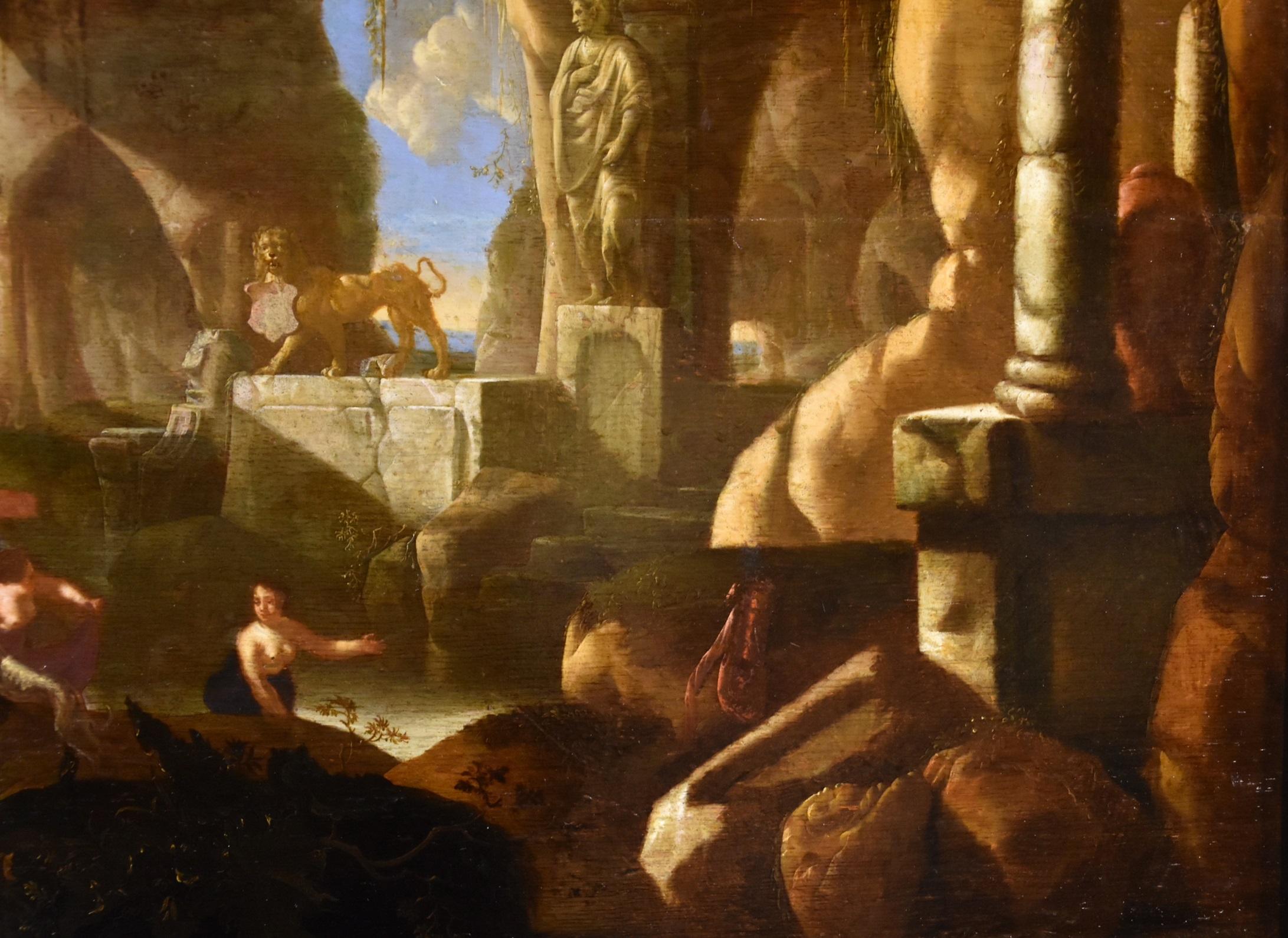 Paysage de Diane I Muller Signé Peinture Huile sur table 17ème Siècle Flamand Ancien maître en vente 3