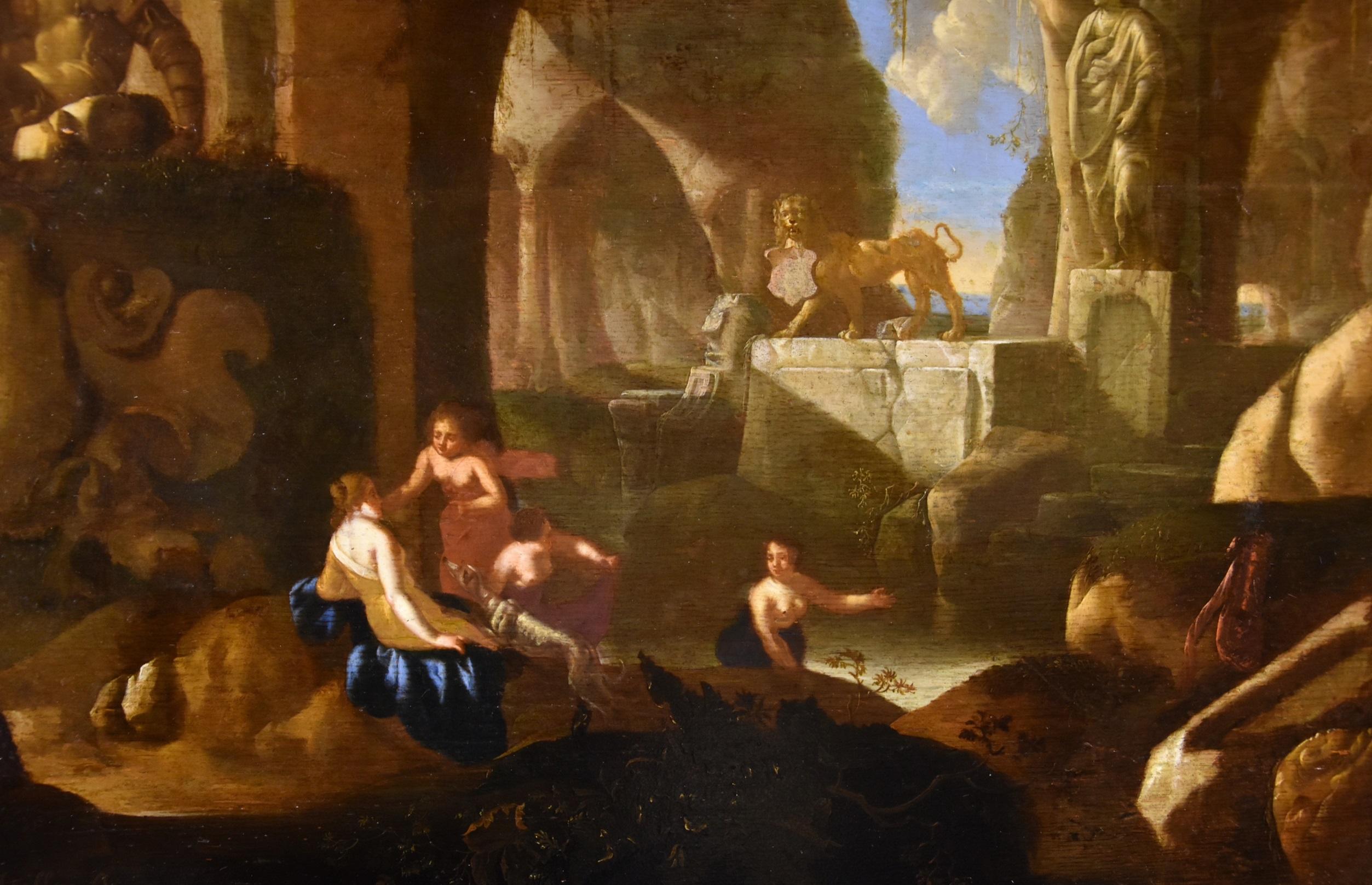Paysage de Diane I Muller Signé Peinture Huile sur table 17ème Siècle Flamand Ancien maître en vente 4