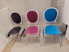 Acrila 90s bleu, black, pink set of dining Chairs Lucite J.C.Castelbajac
